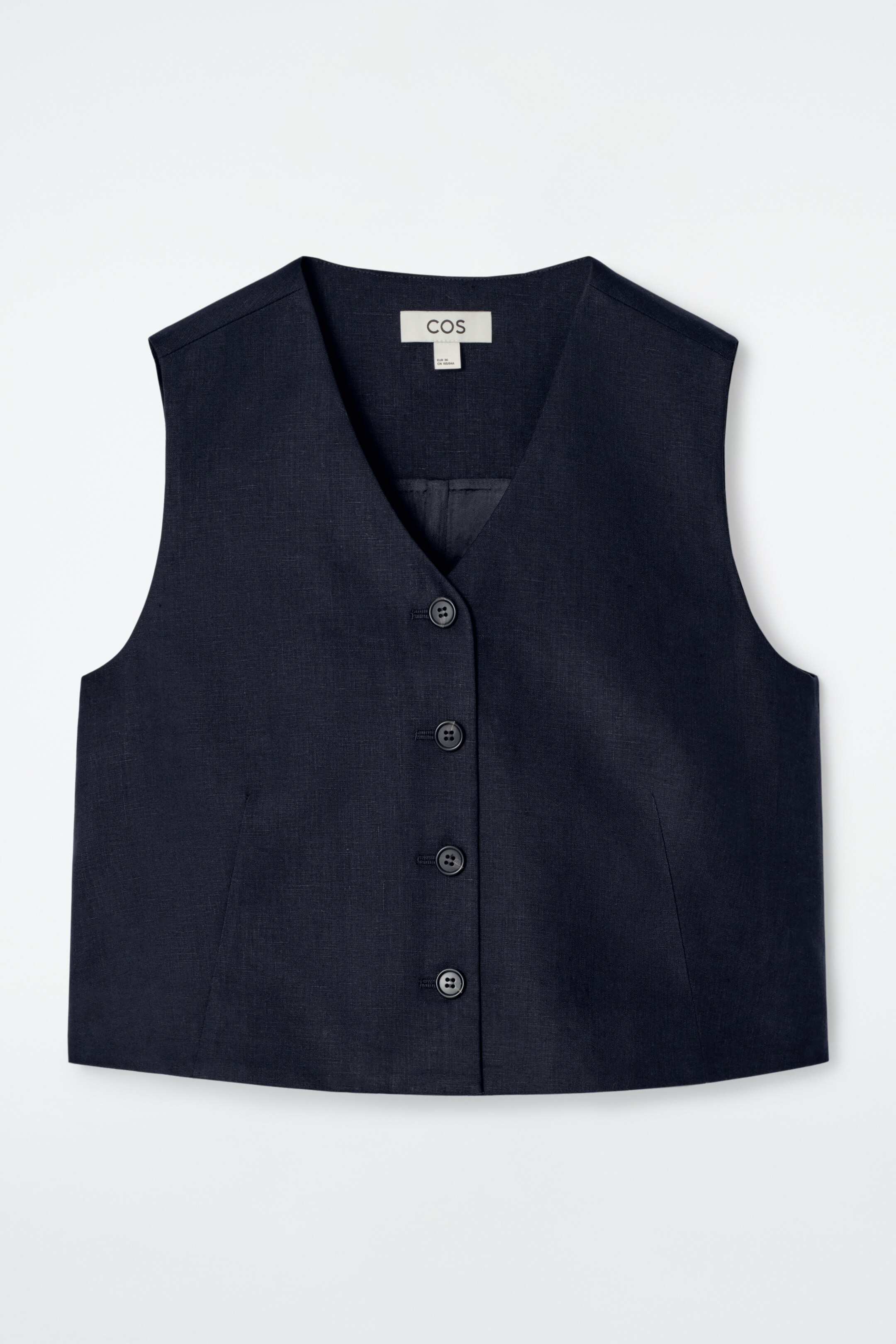 Zobraziť väčší obrázok: SKRÁTENÁ ĽANOVÁ VESTA - Tmavomodrá - ŽENY | H&M SK 7