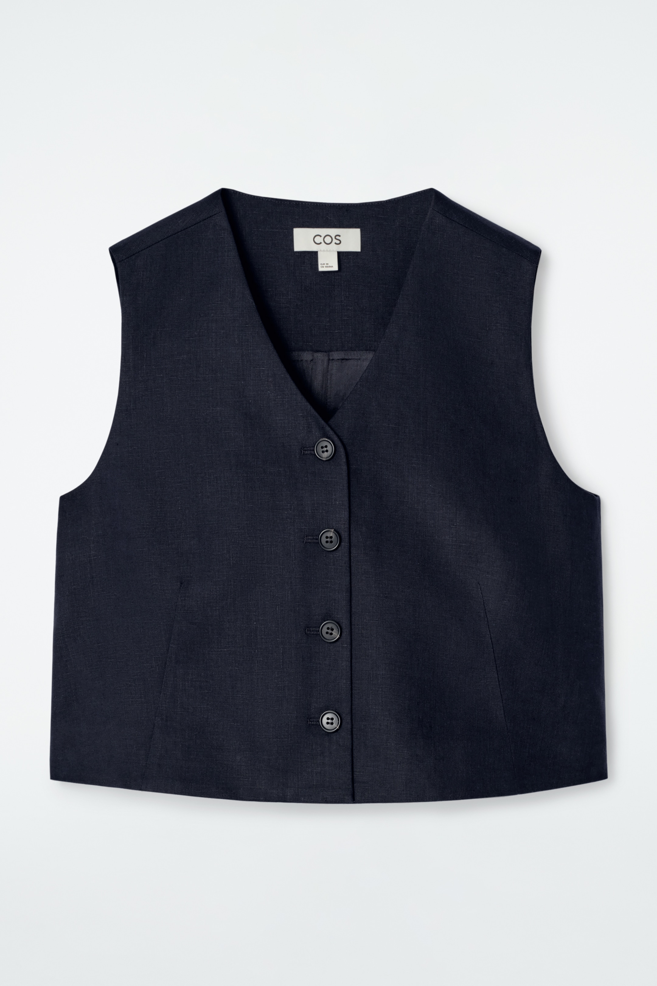 Ingrandisci l'immagine: CROPPED LINEN WAISTCOAT - NAVY - DONNA | H&M CH 7