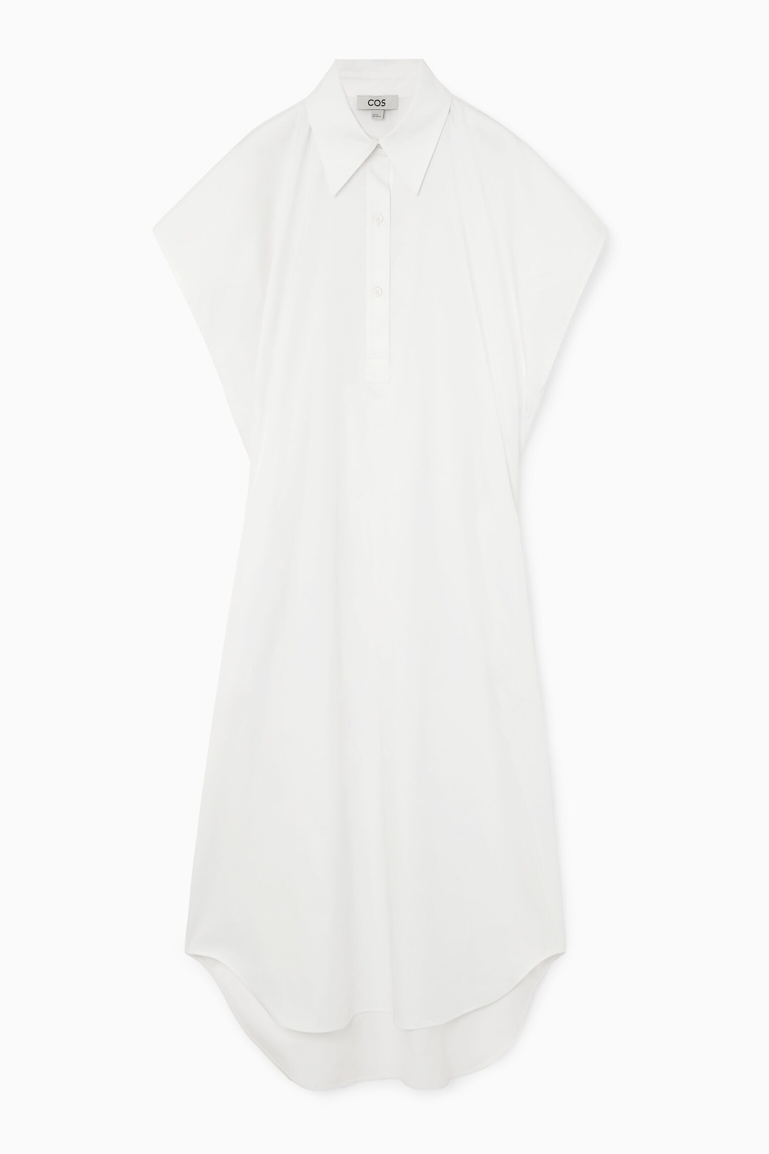 OVERSIZED MIDI SHIRT DRESS - WHITE/NAVY