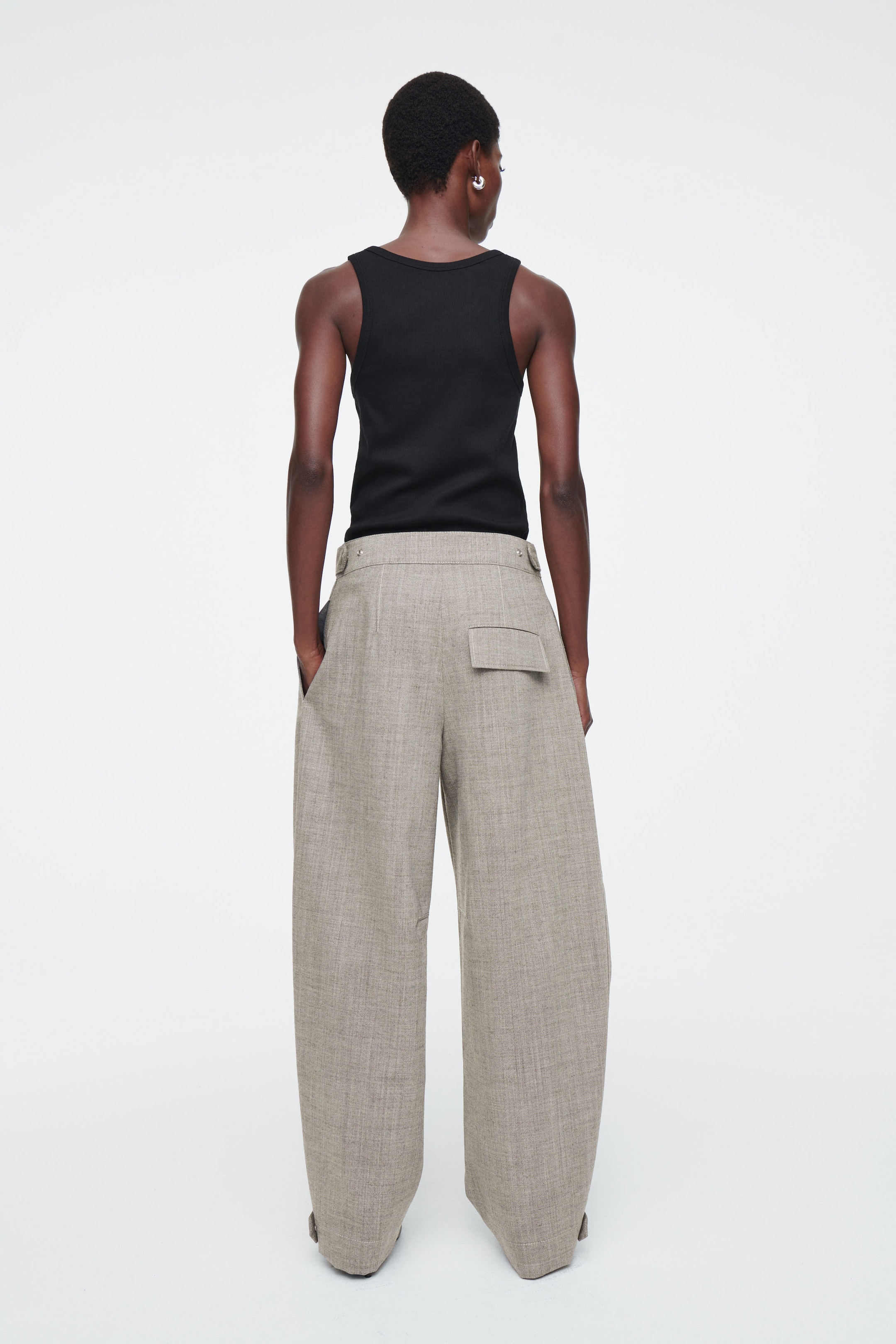 WOOL BARREL-LEG UTILITY TROUSERS