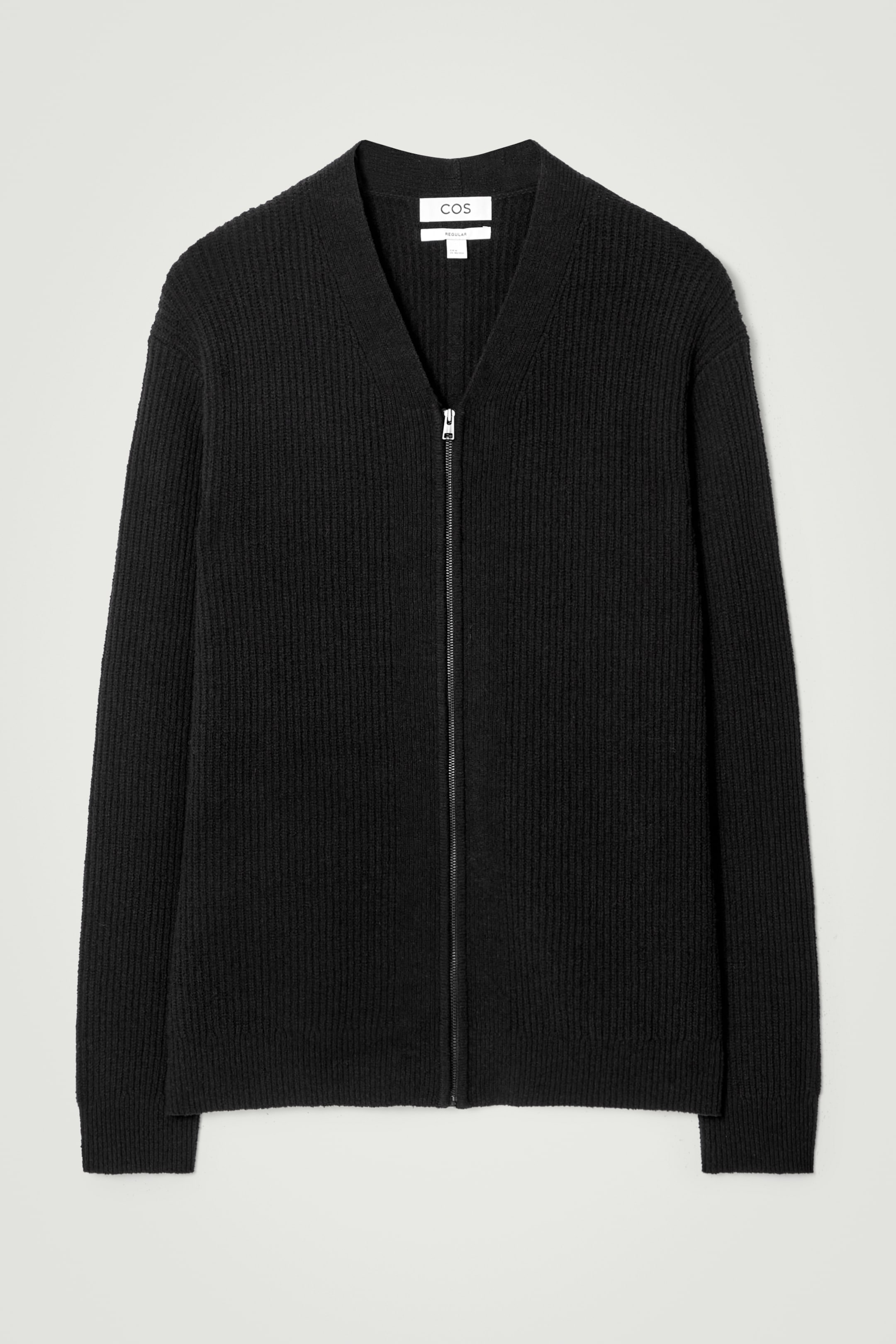 Visa större bild: BOUCLÉSTICKAD V-RINGAD CARDIGAN MED DRAGKEDJA - SVART - HERR | H&M SE 6