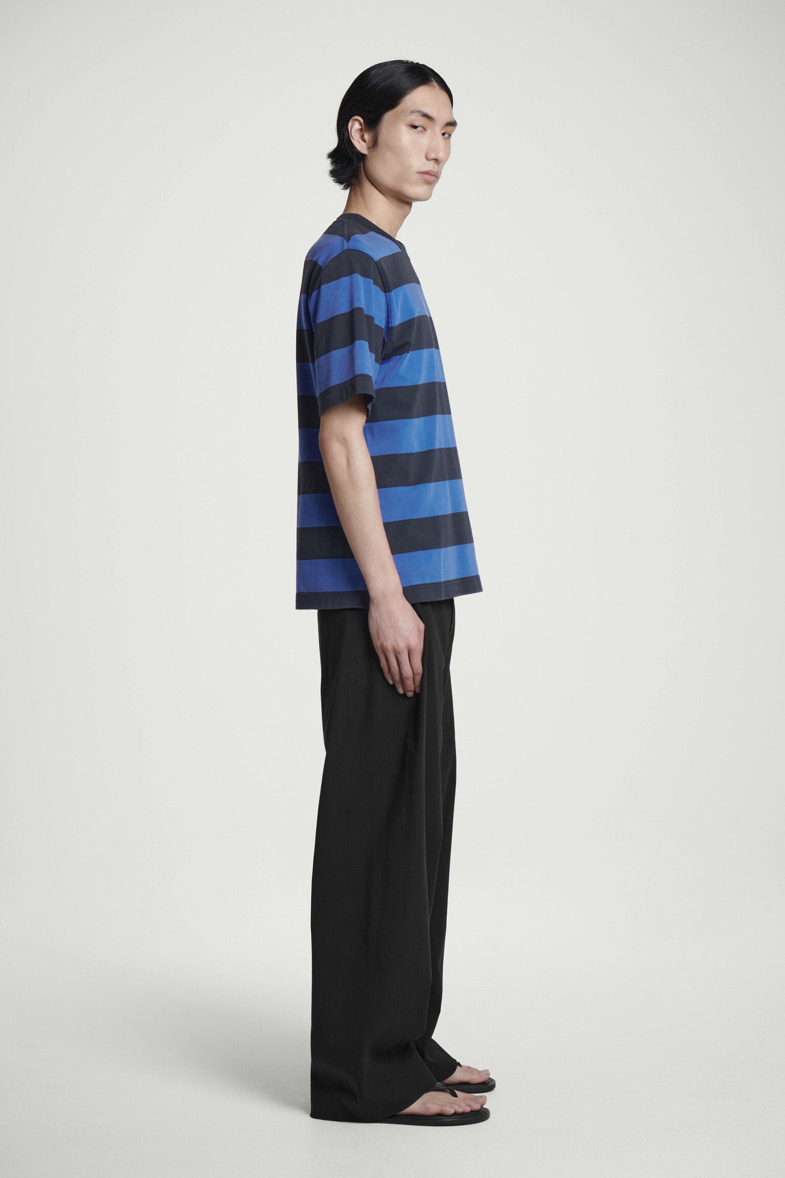 RELAXED STRIPED COTTON T-SHIRT - BLUE / STRIPED - 3