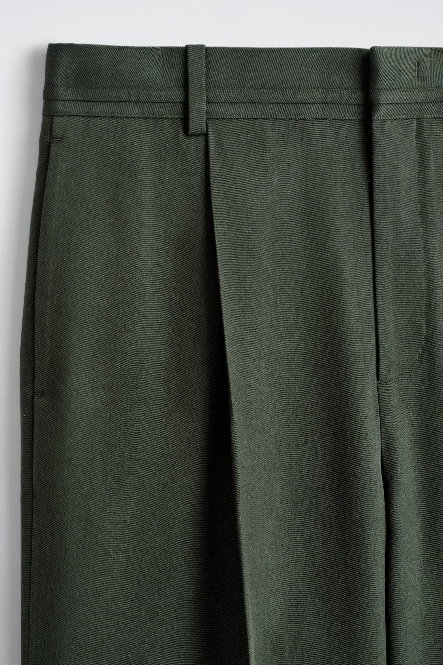 PLEATED WIDE-LEG TROUSERS - DARK GREEN/LIGHT BEIGE - 7