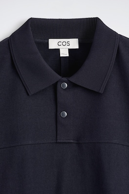 PRESS-STUD COTTON POLO SHIRT — NAVY 6