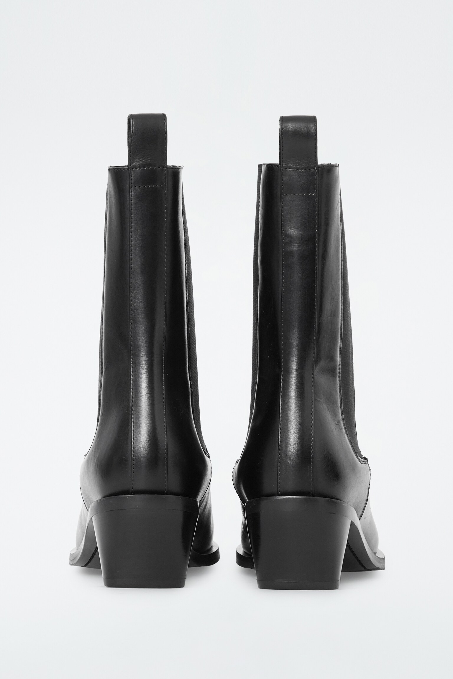 SQUARE-TOE LEATHER CHELSEA BOOTS - BLACK - 2