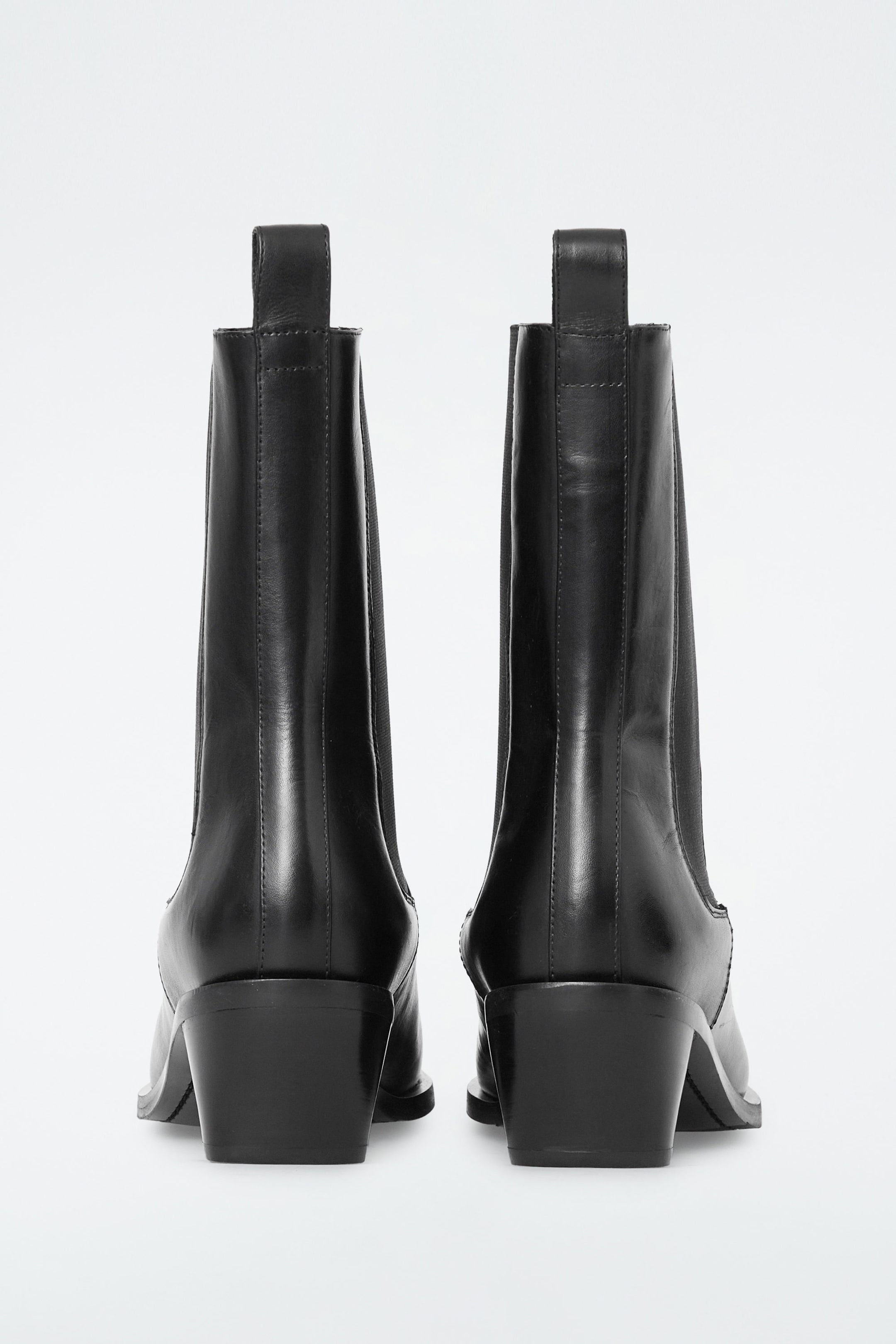 SQUARE-TOE LEATHER CHELSEA BOOTS