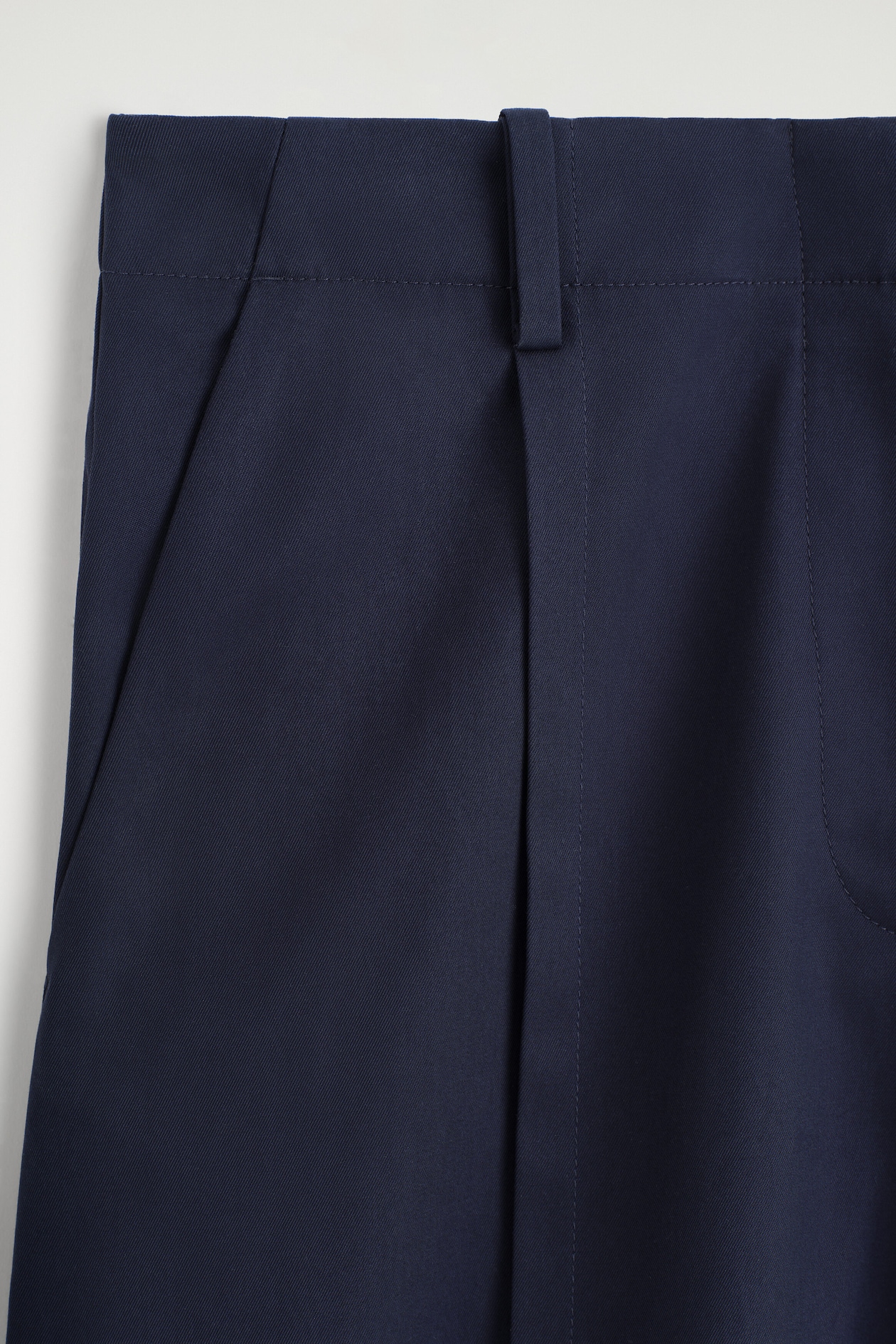 TAILORED COTTON-TWILL CULOTTES — NAVY
