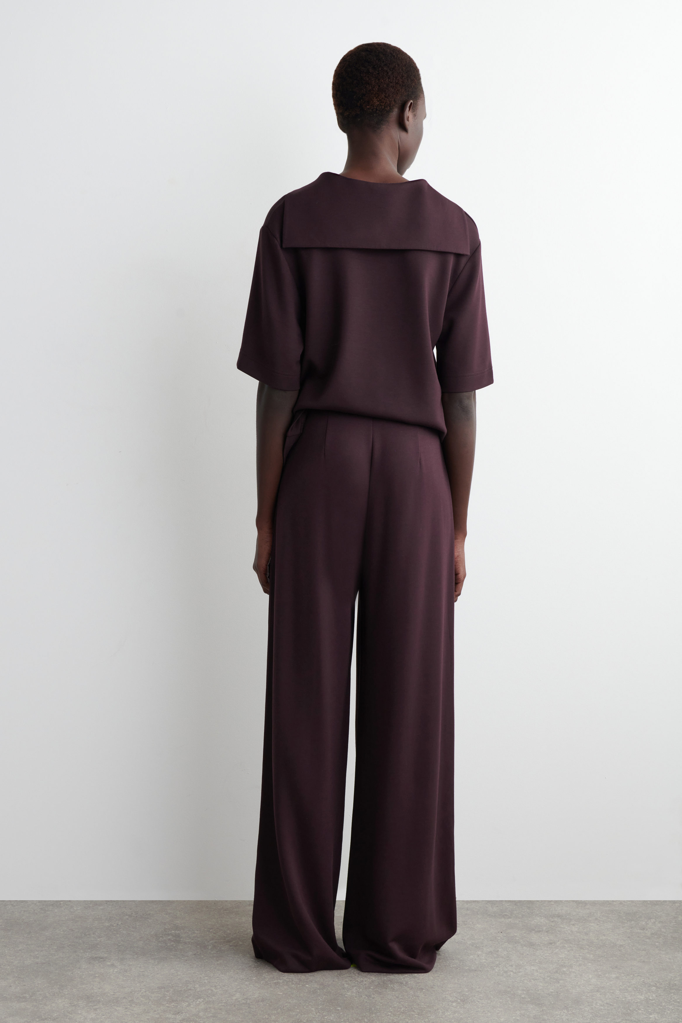 MODAL WIDE-LEG PANTS - BURGUNDY | COS