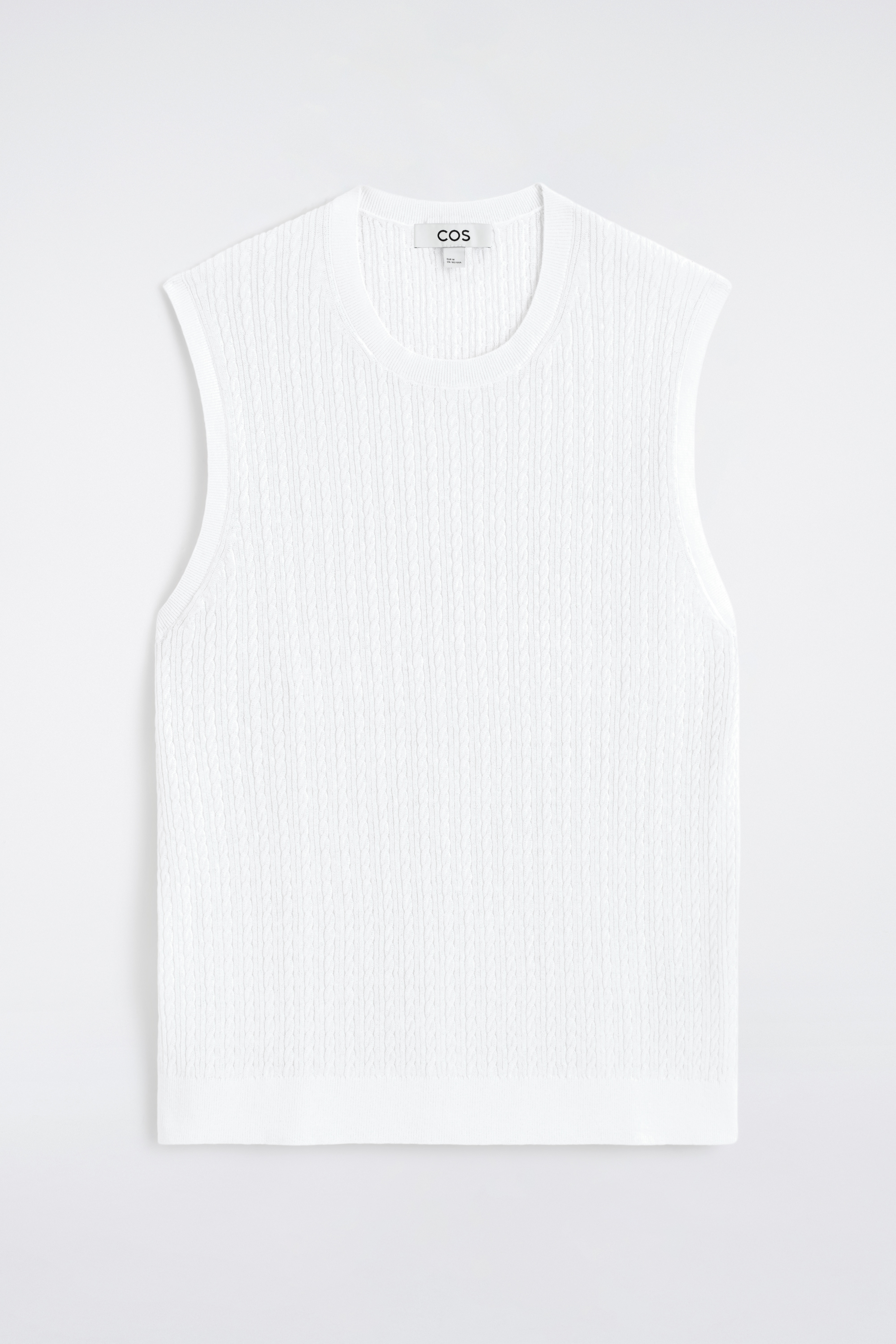 DÉBARDEUR EN MAILLE TORSADÉE DE COTON ET LIN - BLANC/SABLE