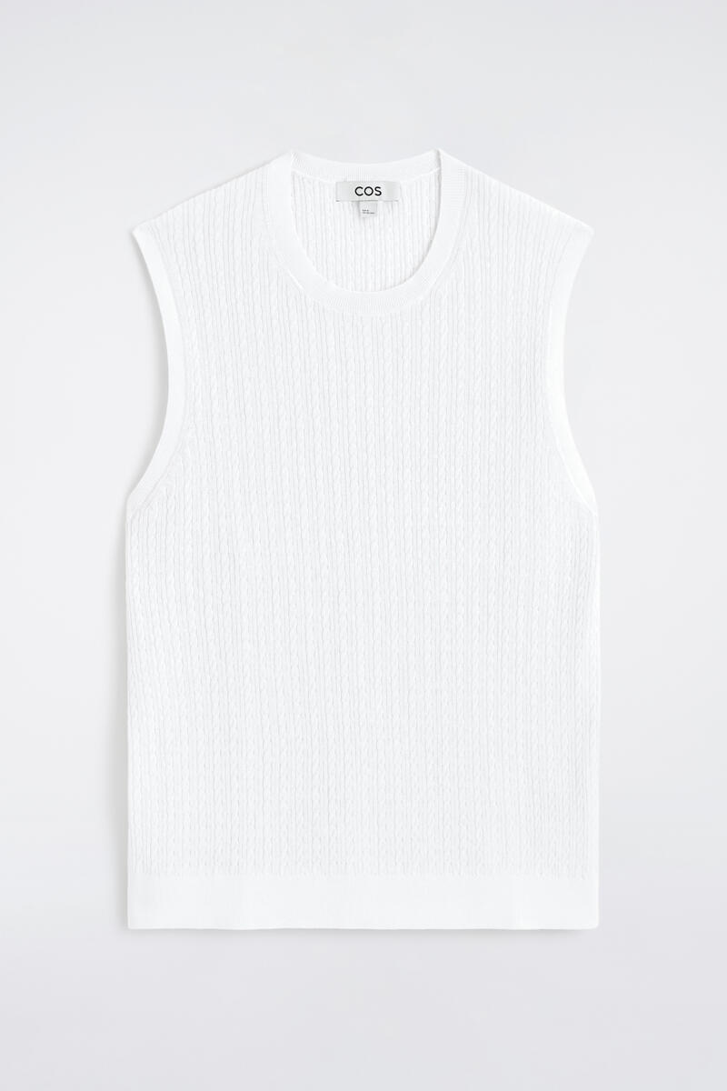 Cable-Knit Cotton-Linen Tank Top