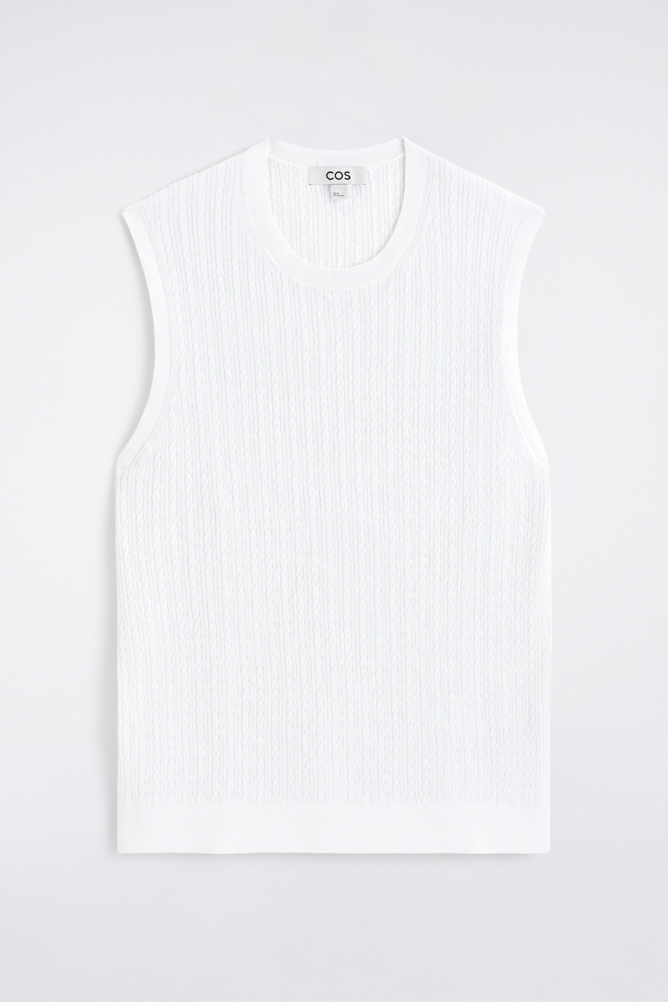 CABLE-KNIT COTTON-LINEN TANK TOP - WHITE | COS US
