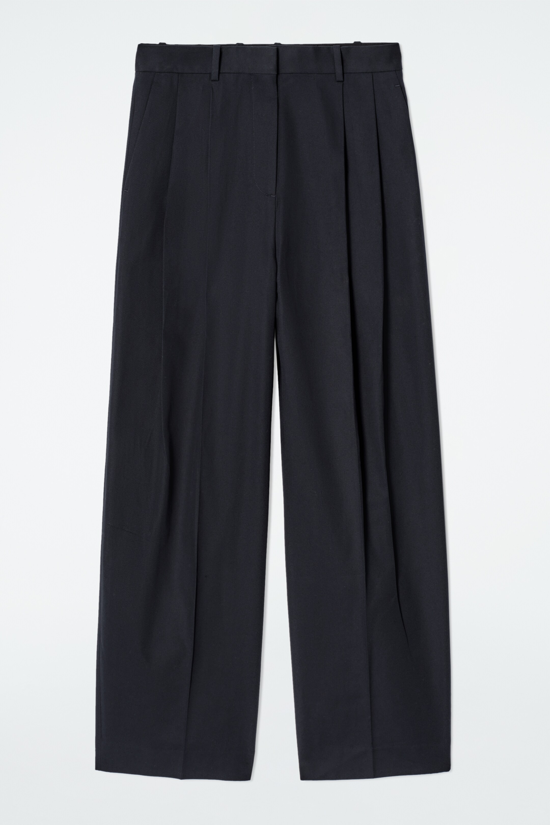 View larger image: RELAXED COTTON WIDE-LEG TROUSERS - NAVY - Ladies | H&M GB 5