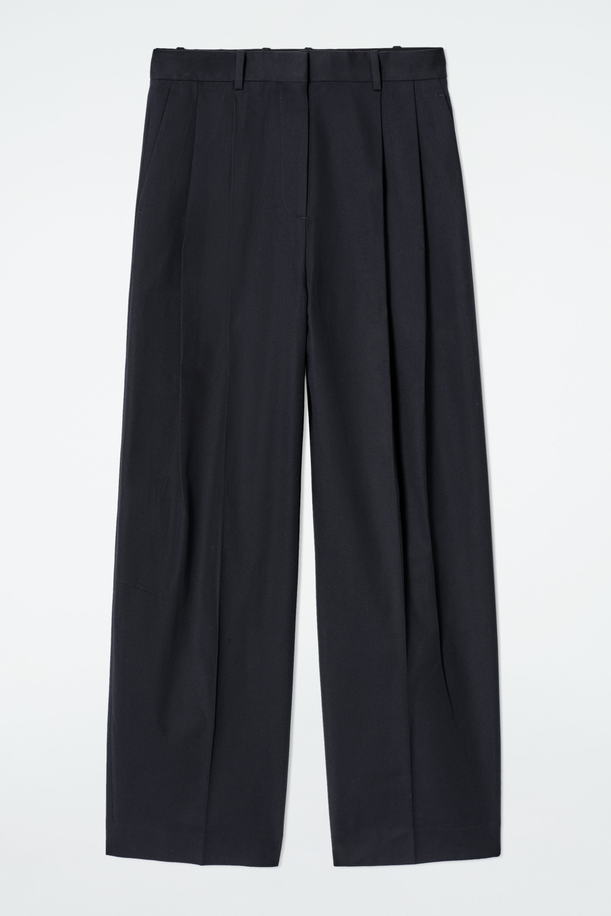 RELAXED COTTON WIDE-LEG PANTS - NAVY | COS US