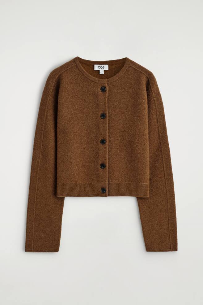 CARDIGAN IN LANA COTTA - MARRONE - 1