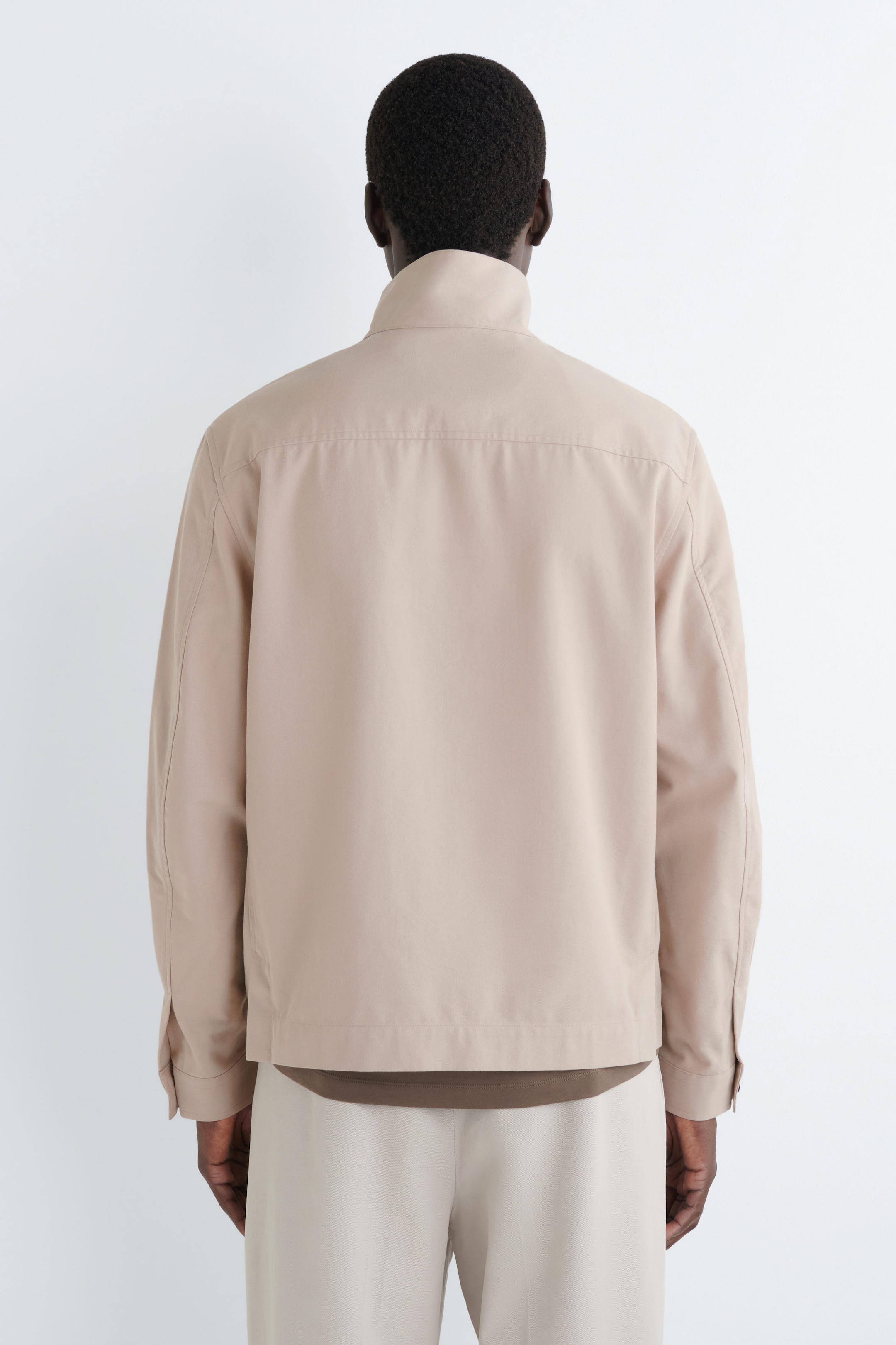 COTTON-TWILL HALF-ZIP OVERSHIRT
