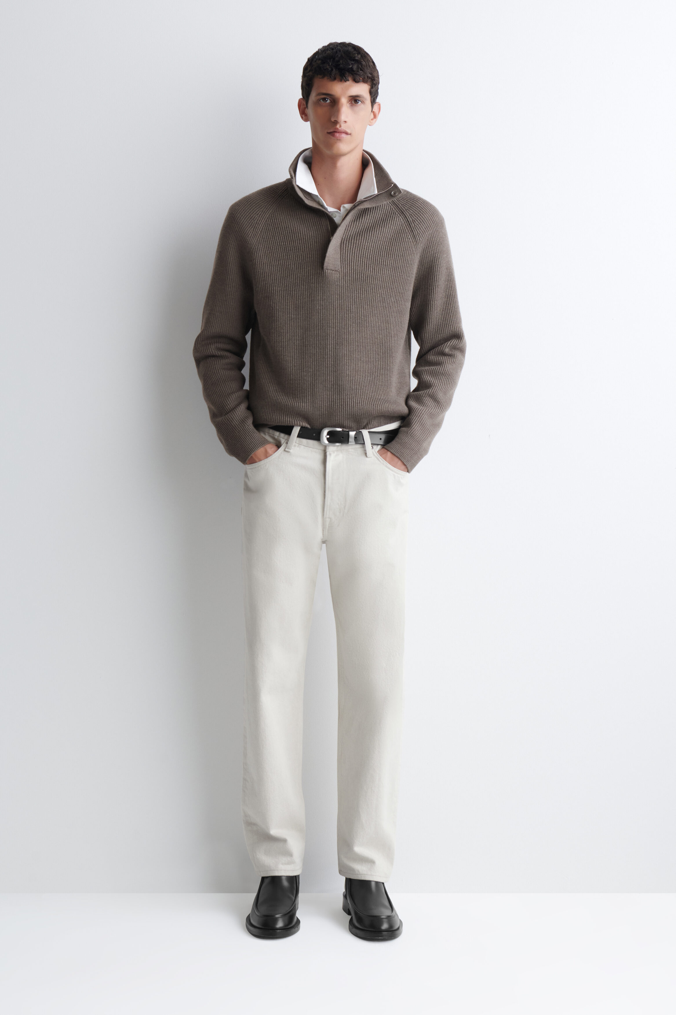 RIBBED WOOL HALF-ZIP SWEATER - thumbnail 8