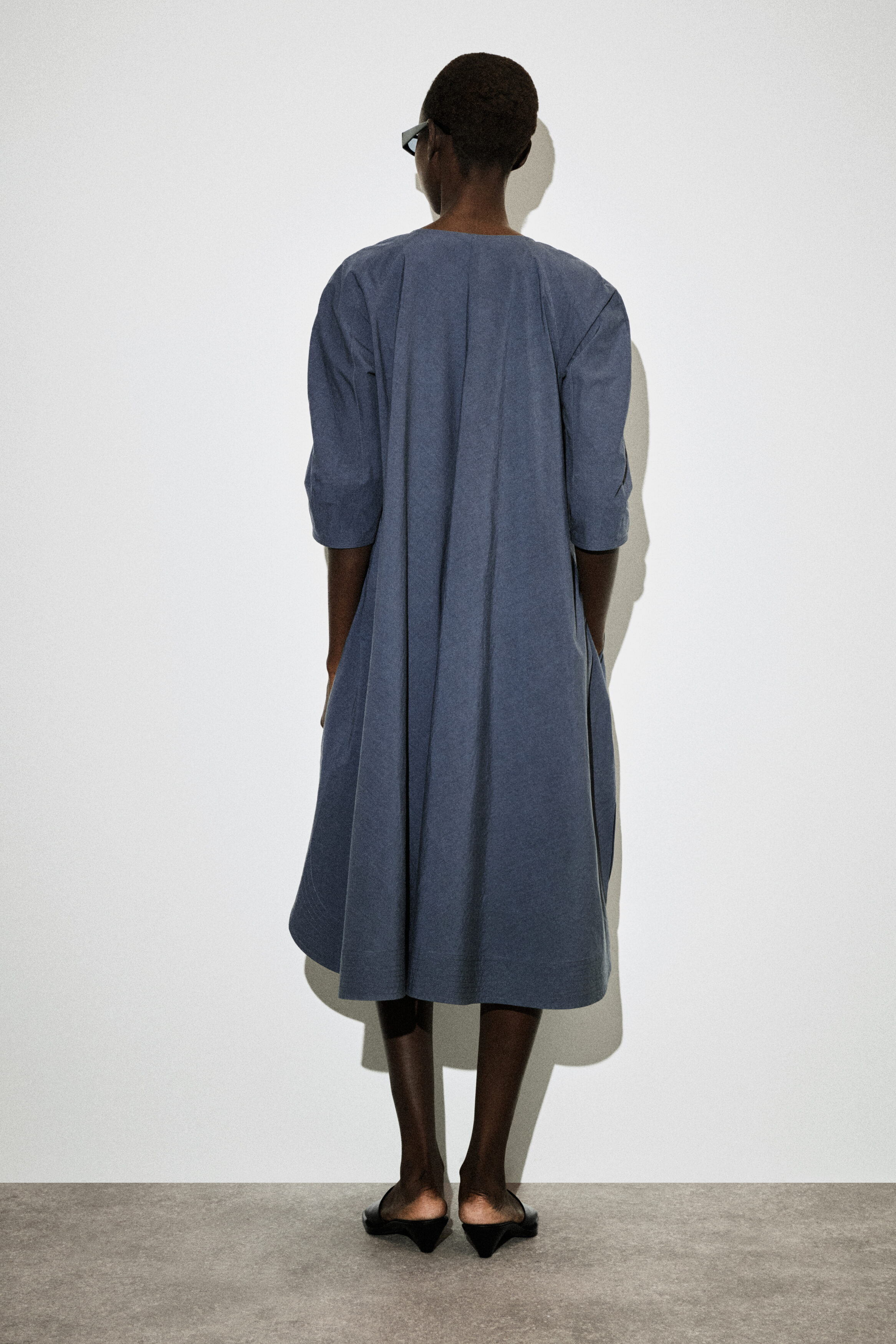 OS Robe décontractée en coton et lin imprimé Pachwort avec poches à col