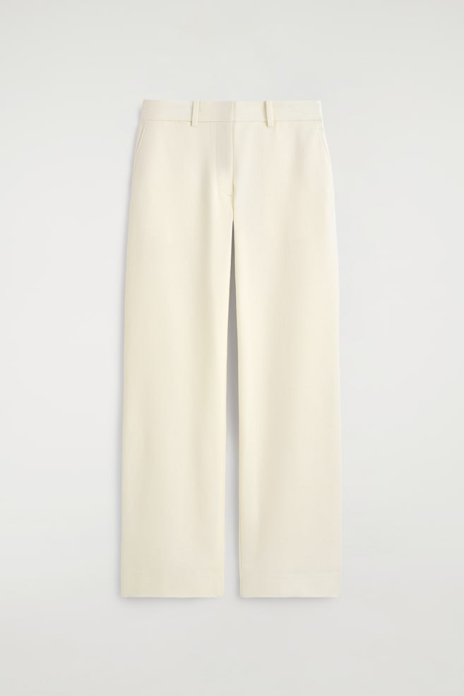 PANTALON DROIT SLIM TEXTURÉ - ÉCRU - 1