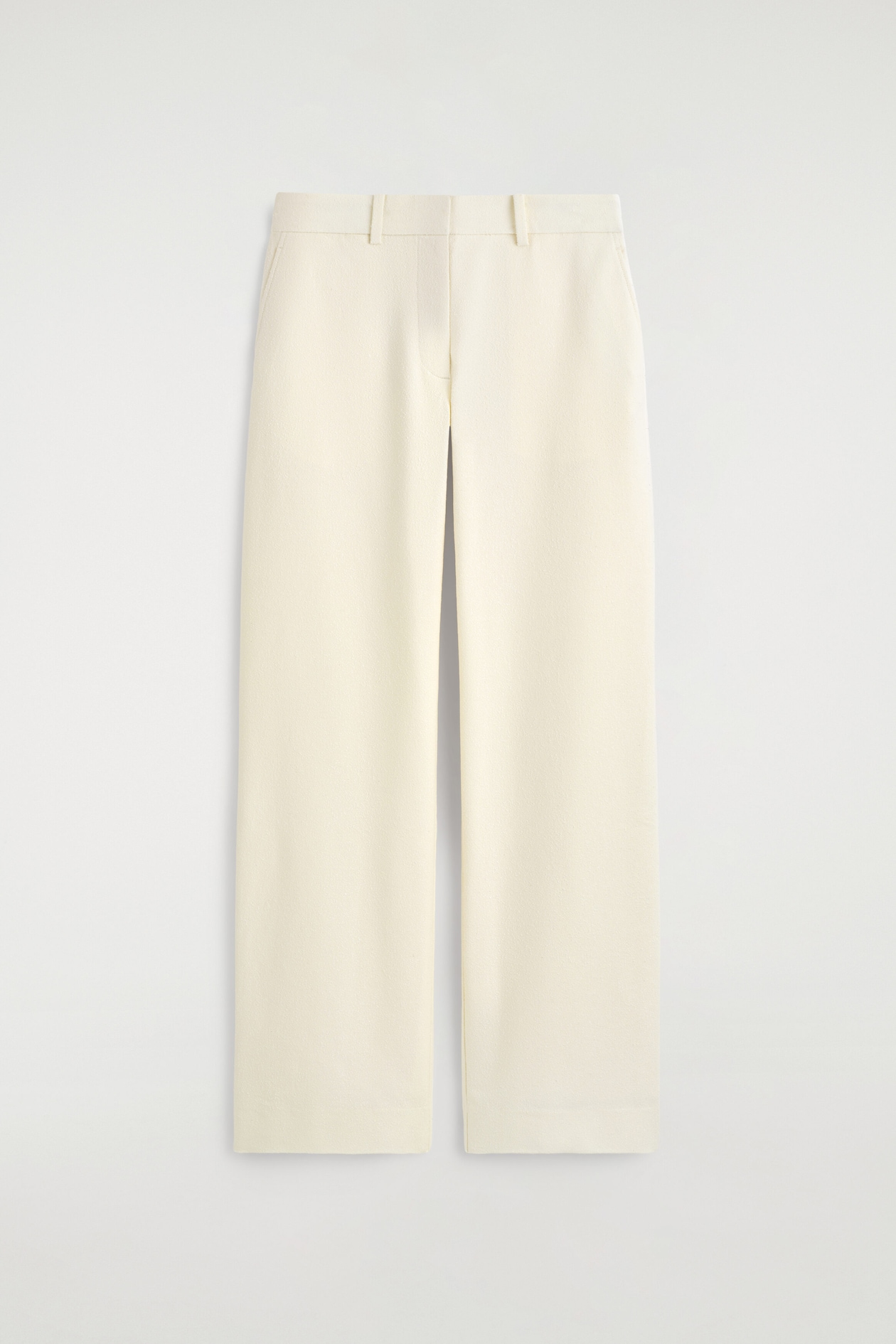 TEXTURED SLIM STRAIGHT-LEG PANTS — ECRU