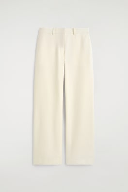 TEXTURED SLIM STRAIGHT-LEG PANTS — ECRU 8