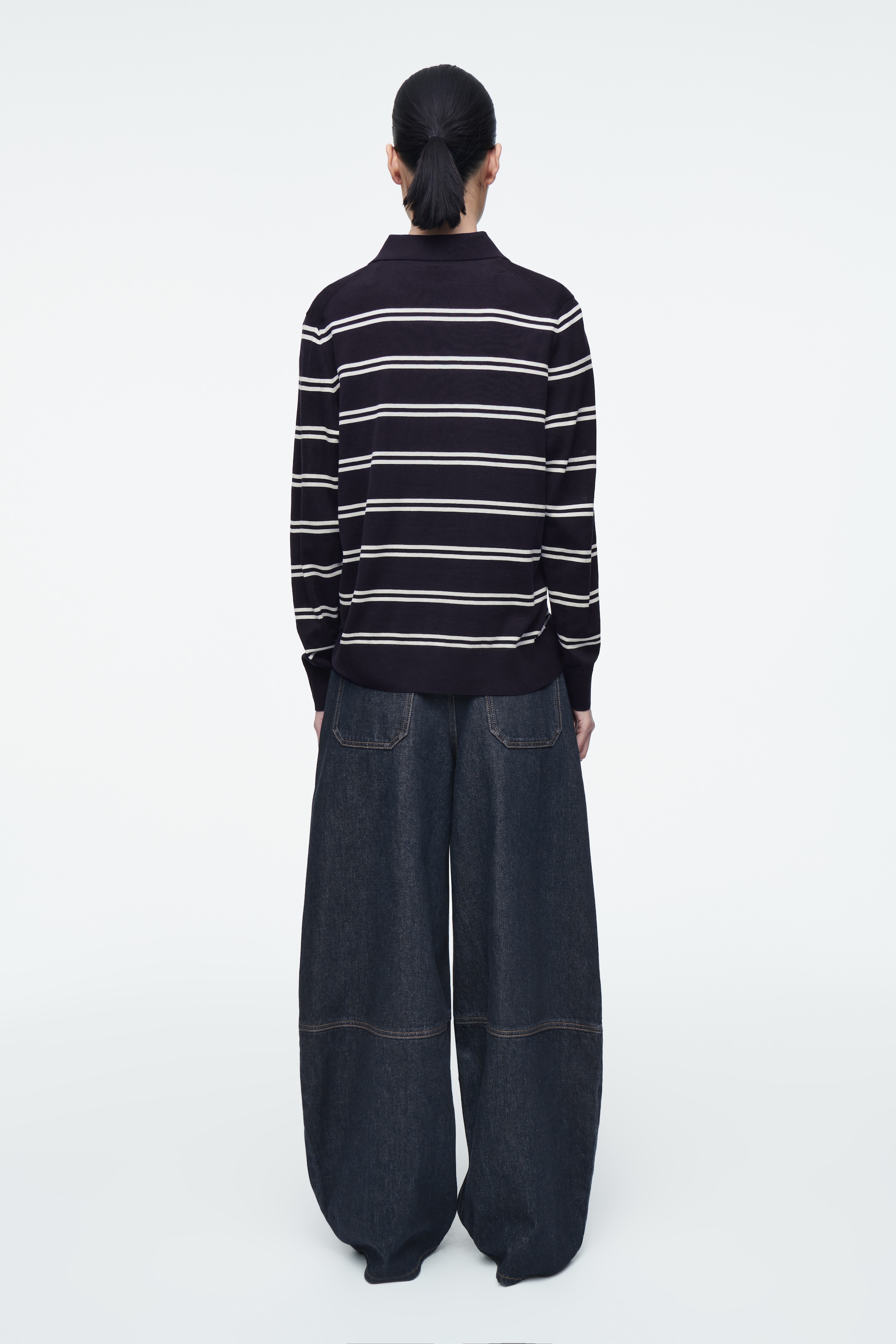 Visualizza immagine più grande: POLO IN MAGLIA DI SETA - BLU NAVY / RIGHE - DONNA | H&M IT 3