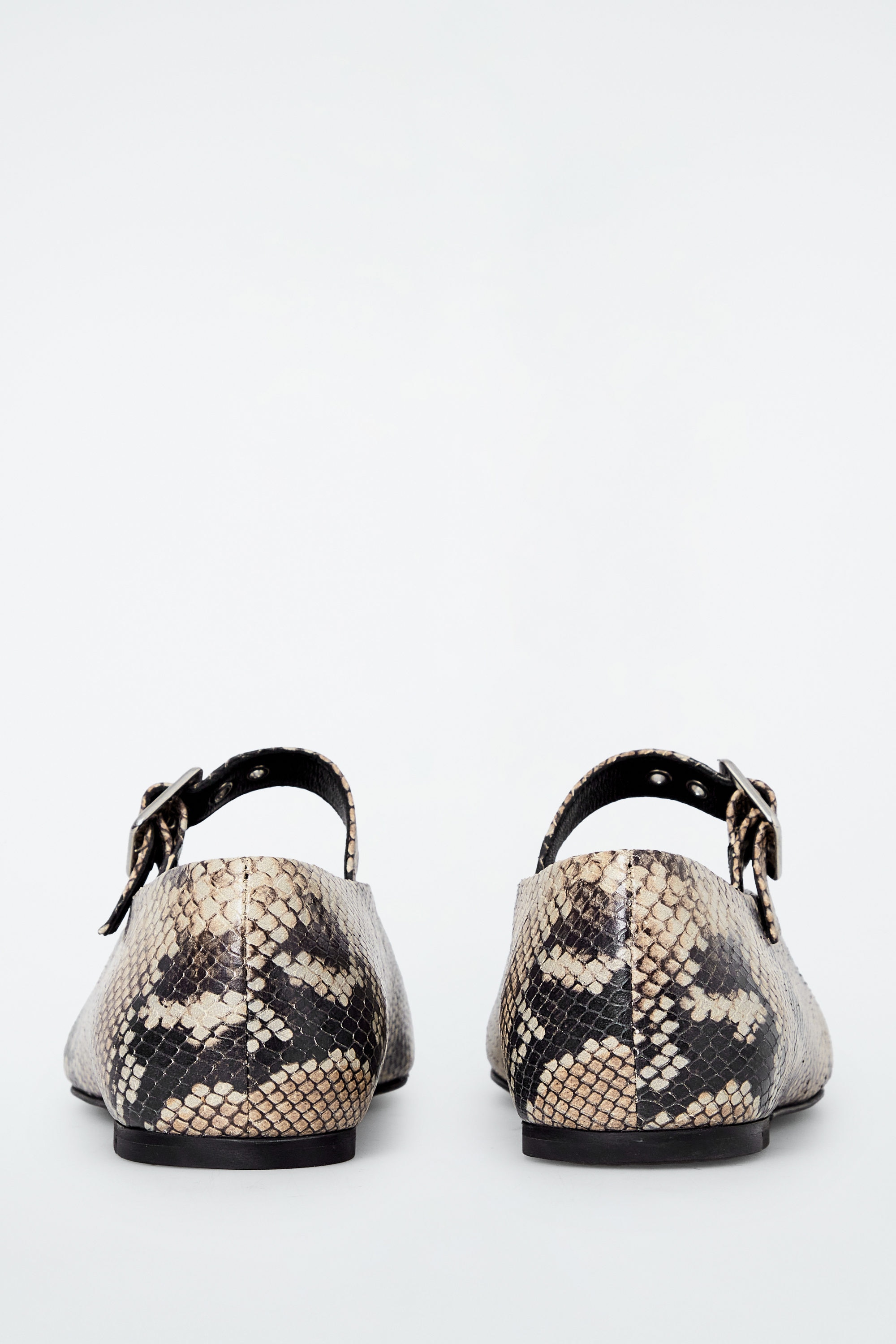 SNAKE-EFFECT LEATHER BALLET FLATS - SNAKE-EFFECT | COS