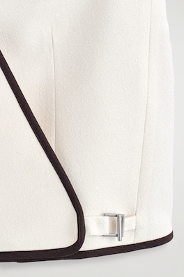 CONTRAST-TRIMMED WRAP VEST — WHITE / BROWN 7