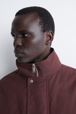 PADDED MOCK-NECK BOMBER JACKET — BURGUNDY 11