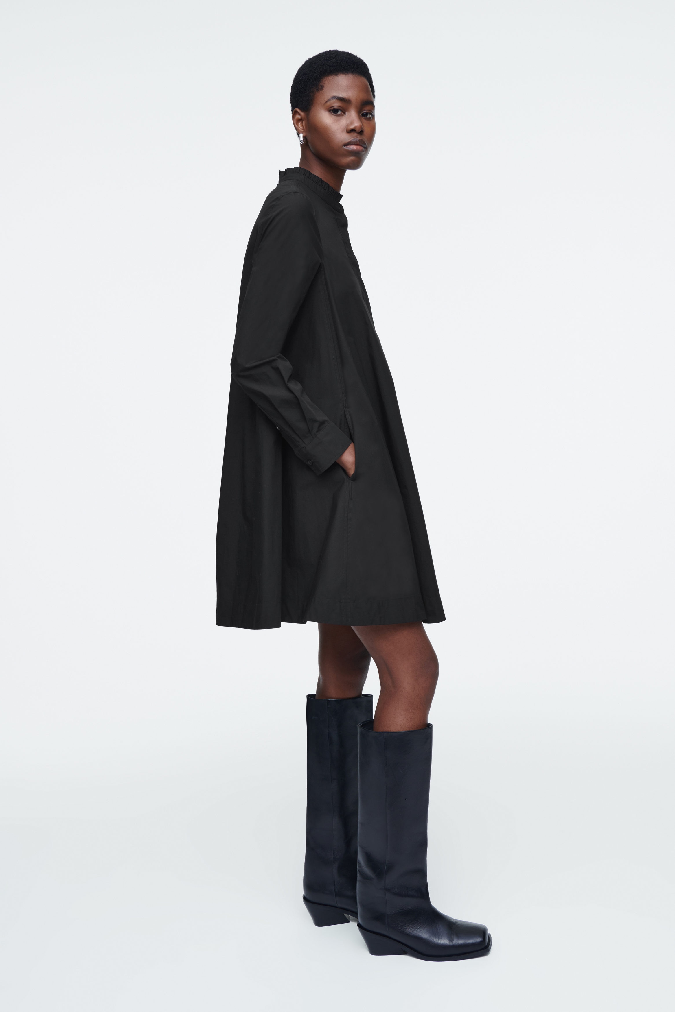 ANDWANG double frill mini dress 黒 Mサイズ double frill mini dress