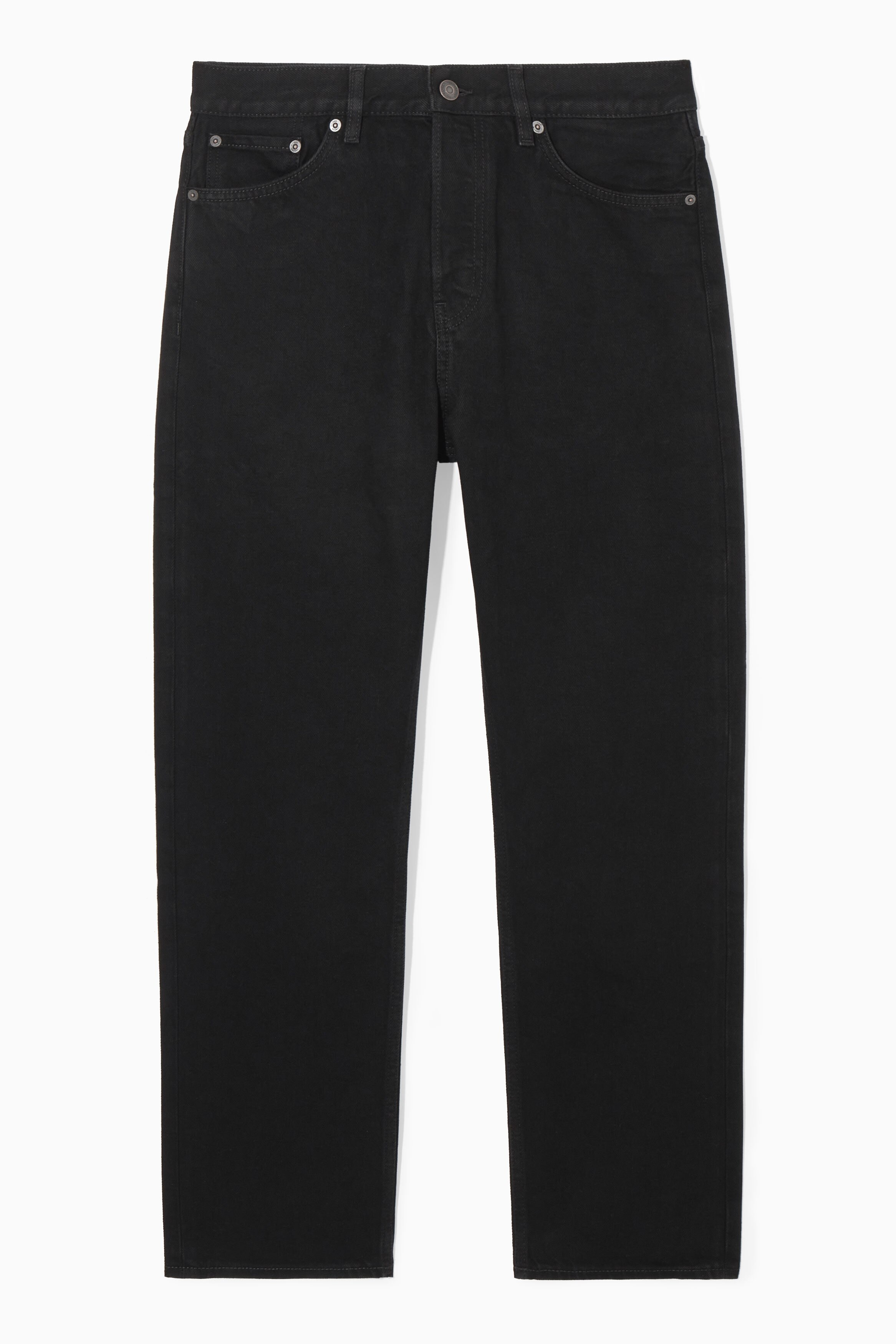 【COSYHARU】Slab Detail Semi-Wide Denim Matte Black SIGNATURE STRAIGHT-LEG JEANS - BLACK | COS