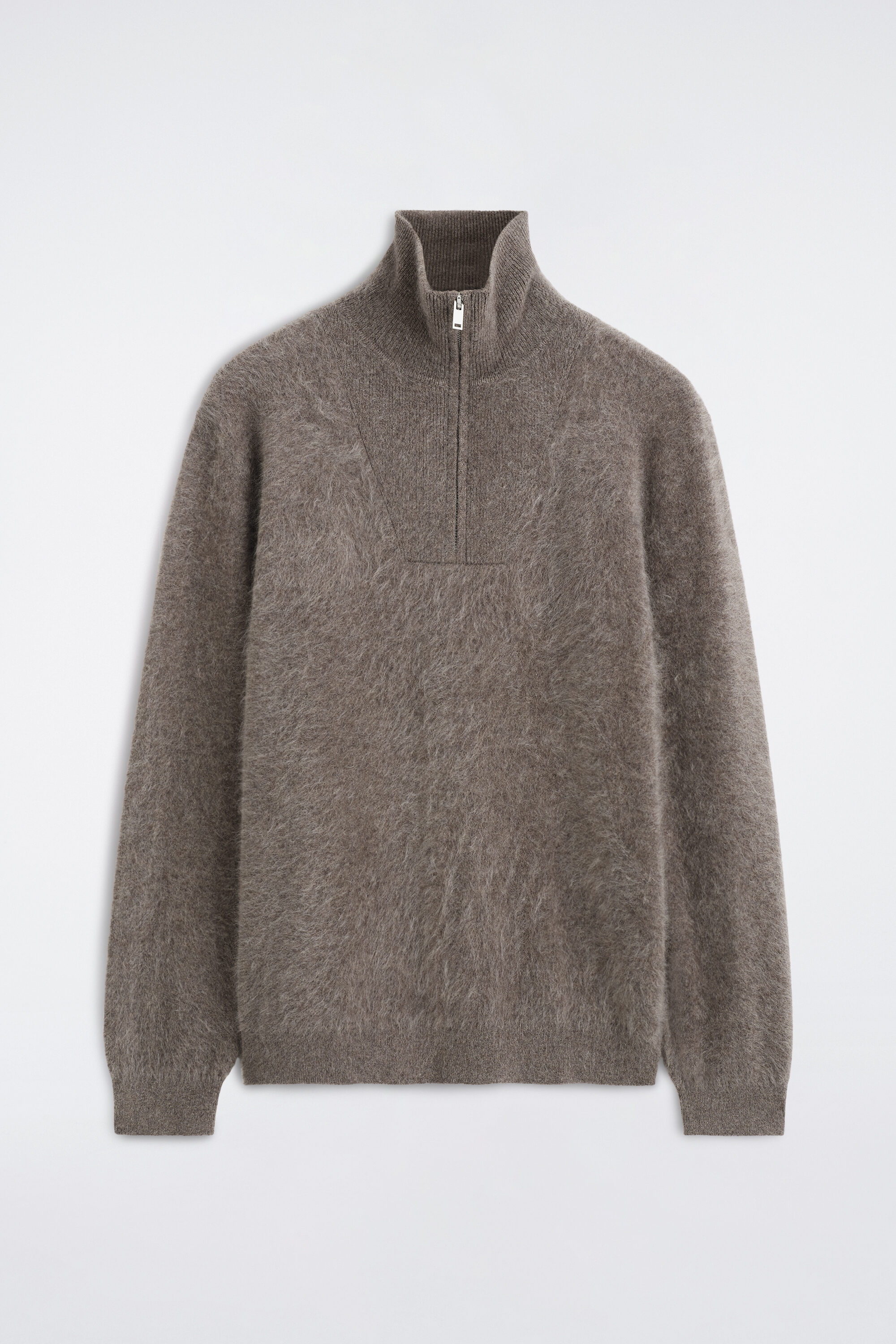 BRUSHED-CASHMERE ZIP-UP JUMPER - BROWN | COS NO
