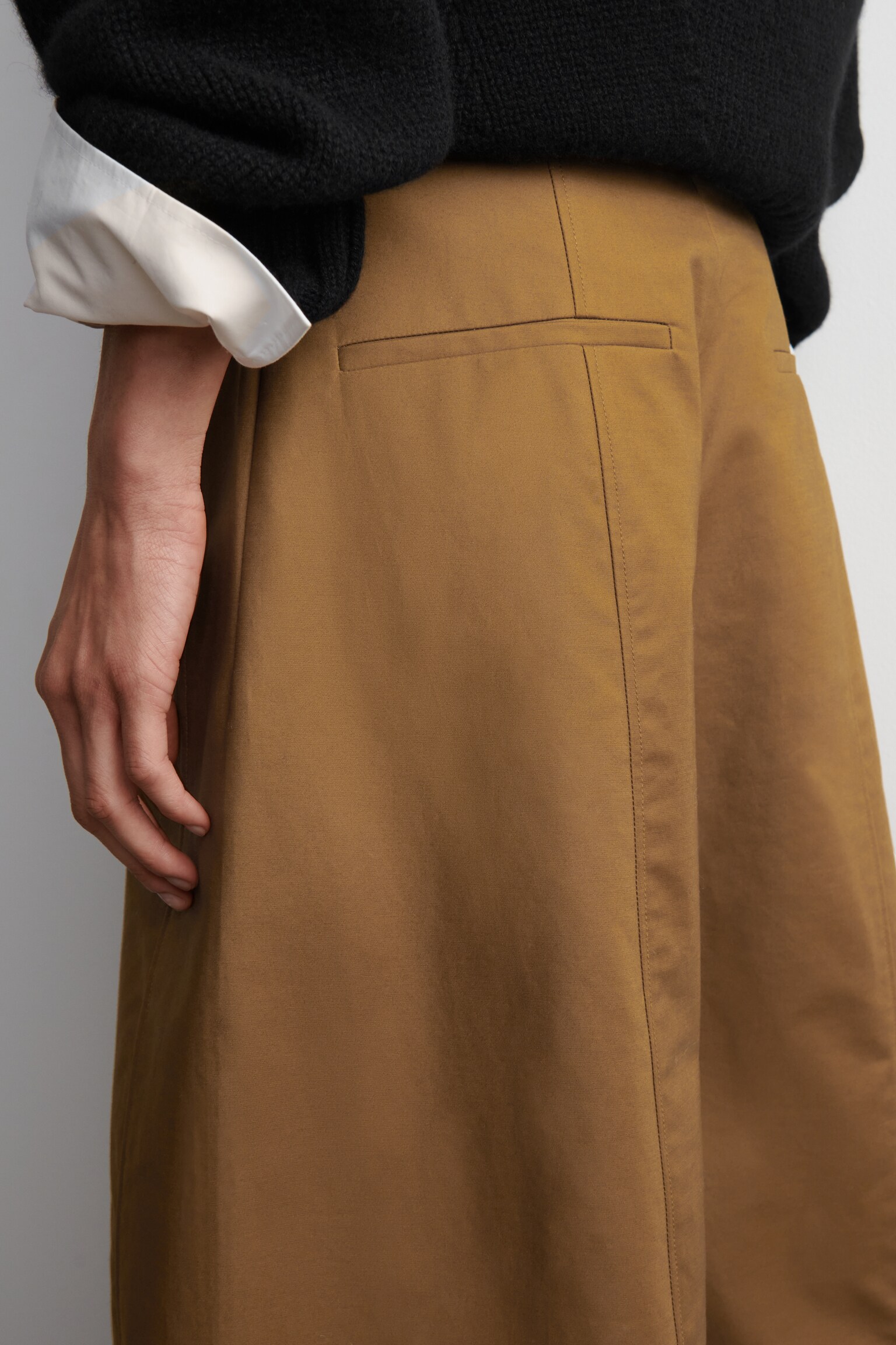 PANTALONI BARREL CROPPED IN COTONE - MARRONE/BIANCO - 6