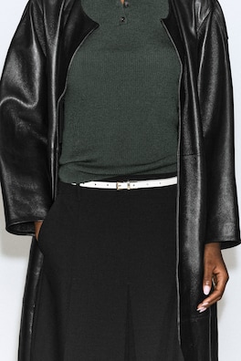 REVERSIBLE SLIM LEATHER BELT — BLACK / WHITE 1