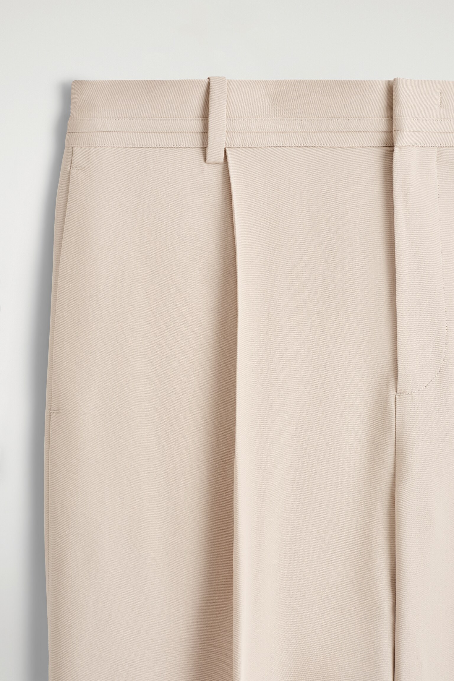 PLEATED WIDE-LEG TROUSERS - LIGHT BEIGE/DARK GREEN - 4