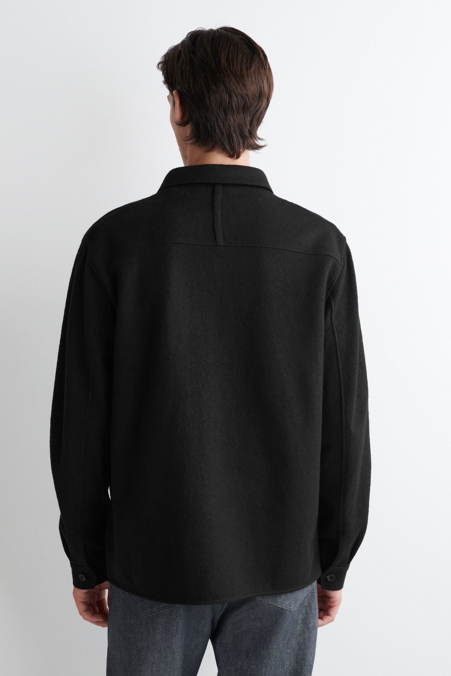 RELAXED BOILED-WOOL OVERSHIRT - BLACK/DARK BROWN/DARK KHAKI - 5