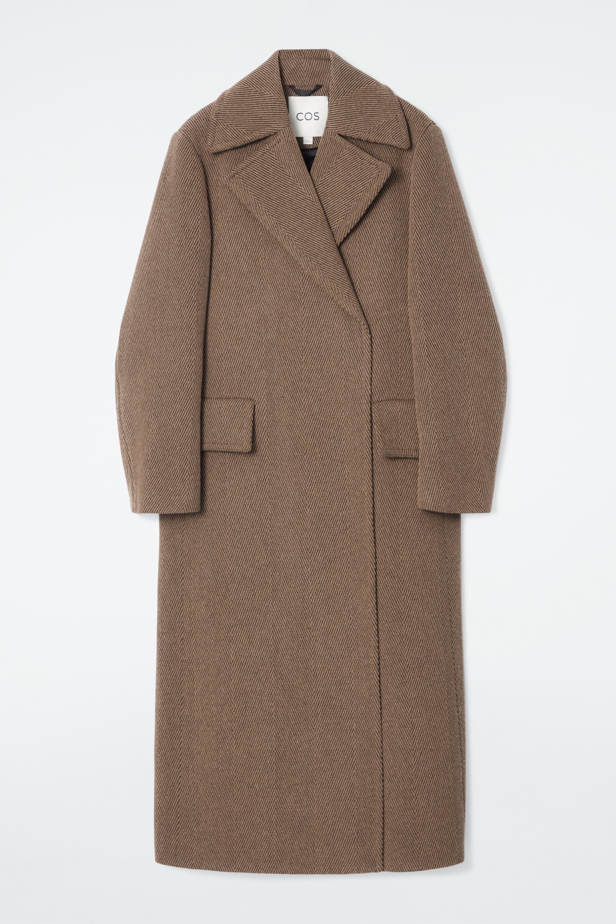 TAILORED HERRINGBONE WOOL COAT - BROWN | COS