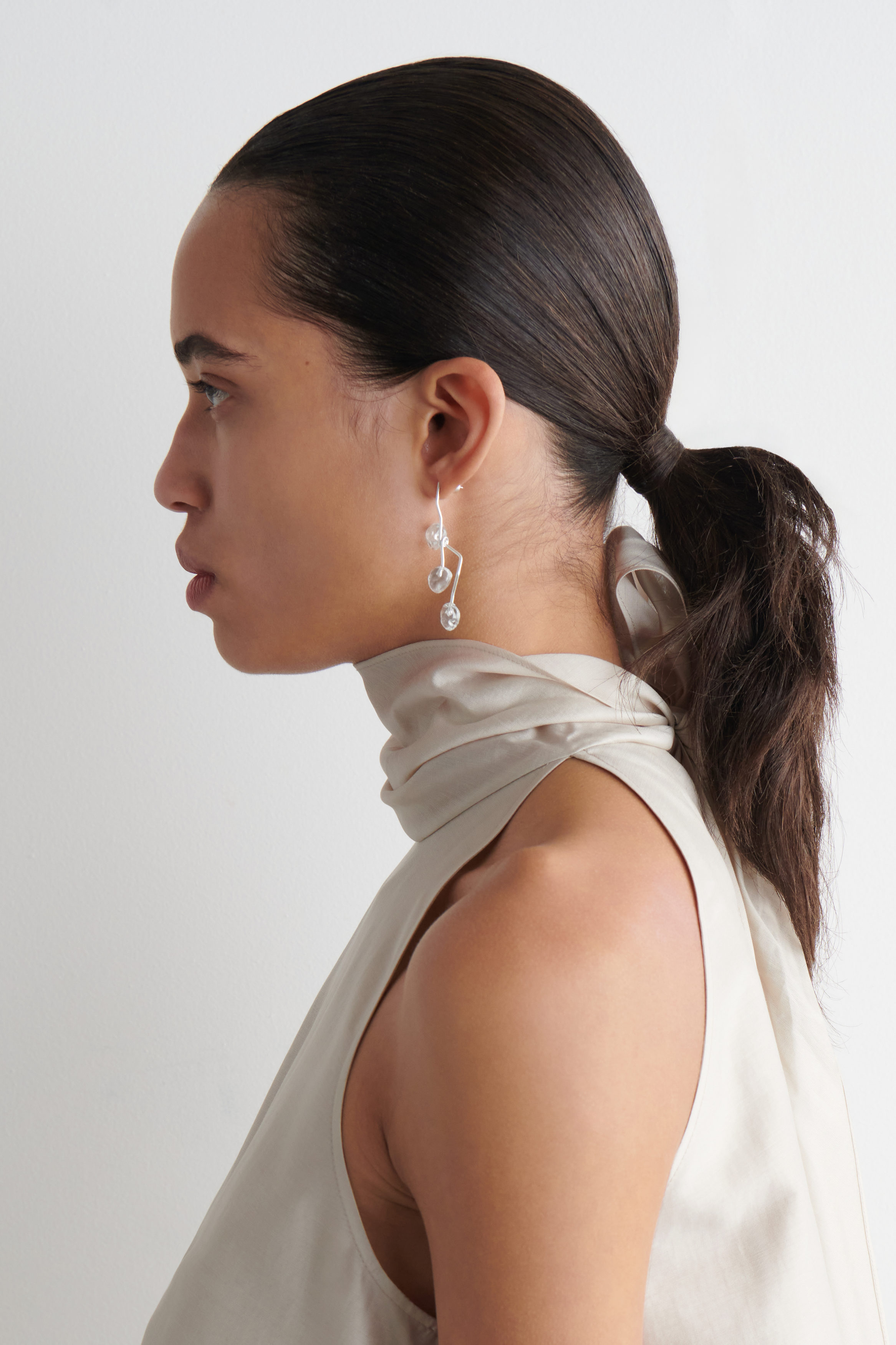 アクセサリー Organic motif Glass Earrings - clear Organic motif Glass Earrings - clear – OBLIGE