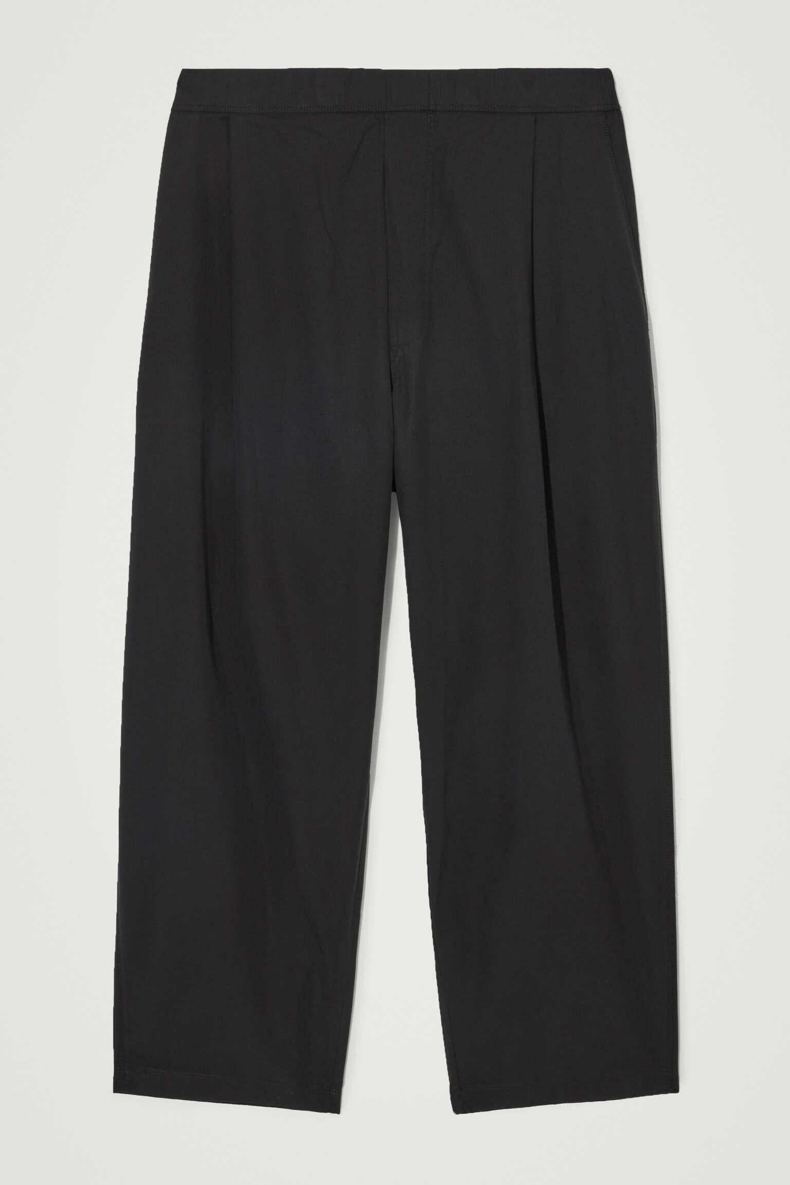 WIDE-LEG ELASTICATED TROUSERS - BLACK