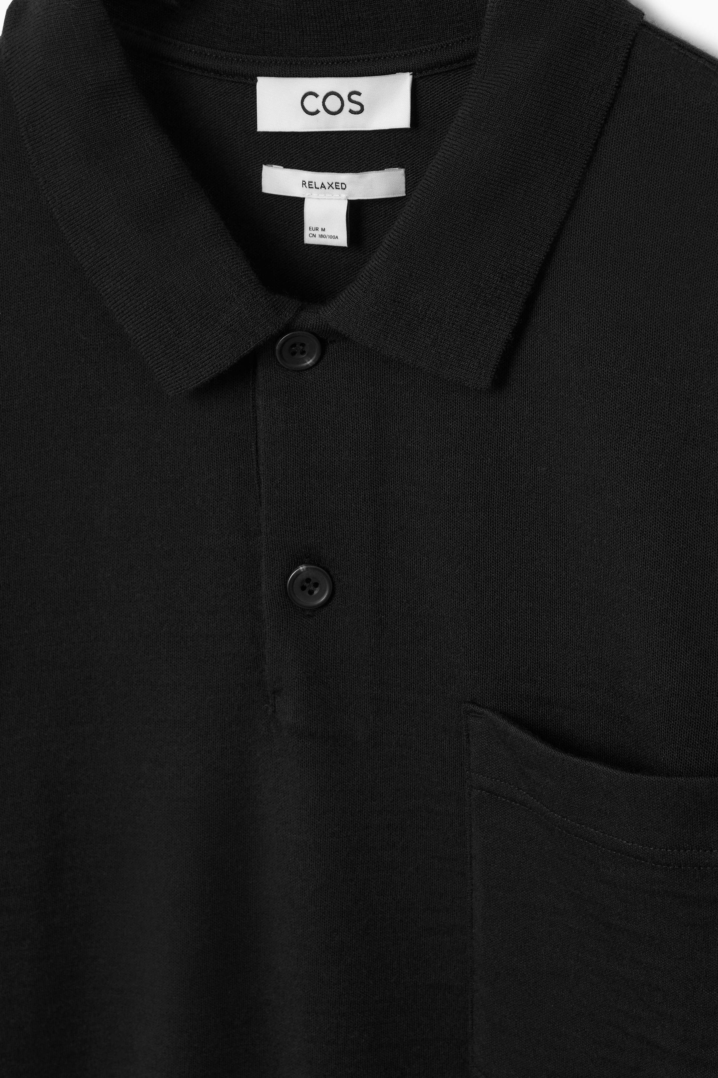 KNITTED WOOL POLO SHIRT - BLACK | COS