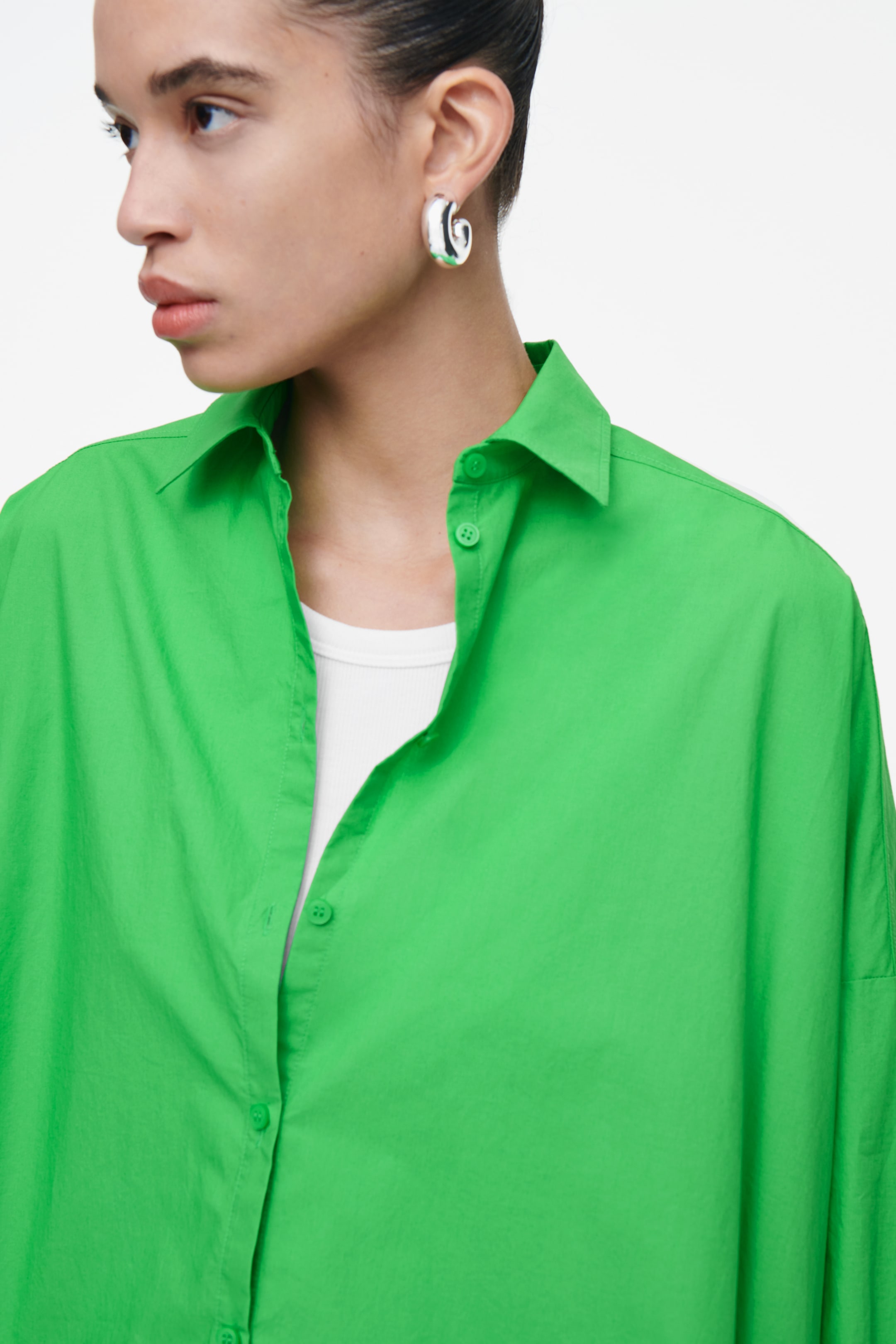 View larger image: BOXY SQUARE-CUT SHIRT - GREEN - Ladies | H&M GB 6