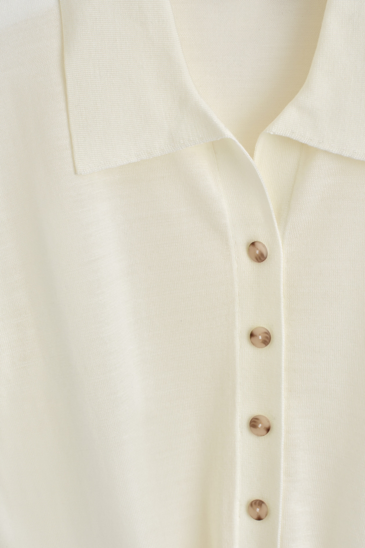 TIE-FRONT KNITTED WOOL SHIRT — WHITE
