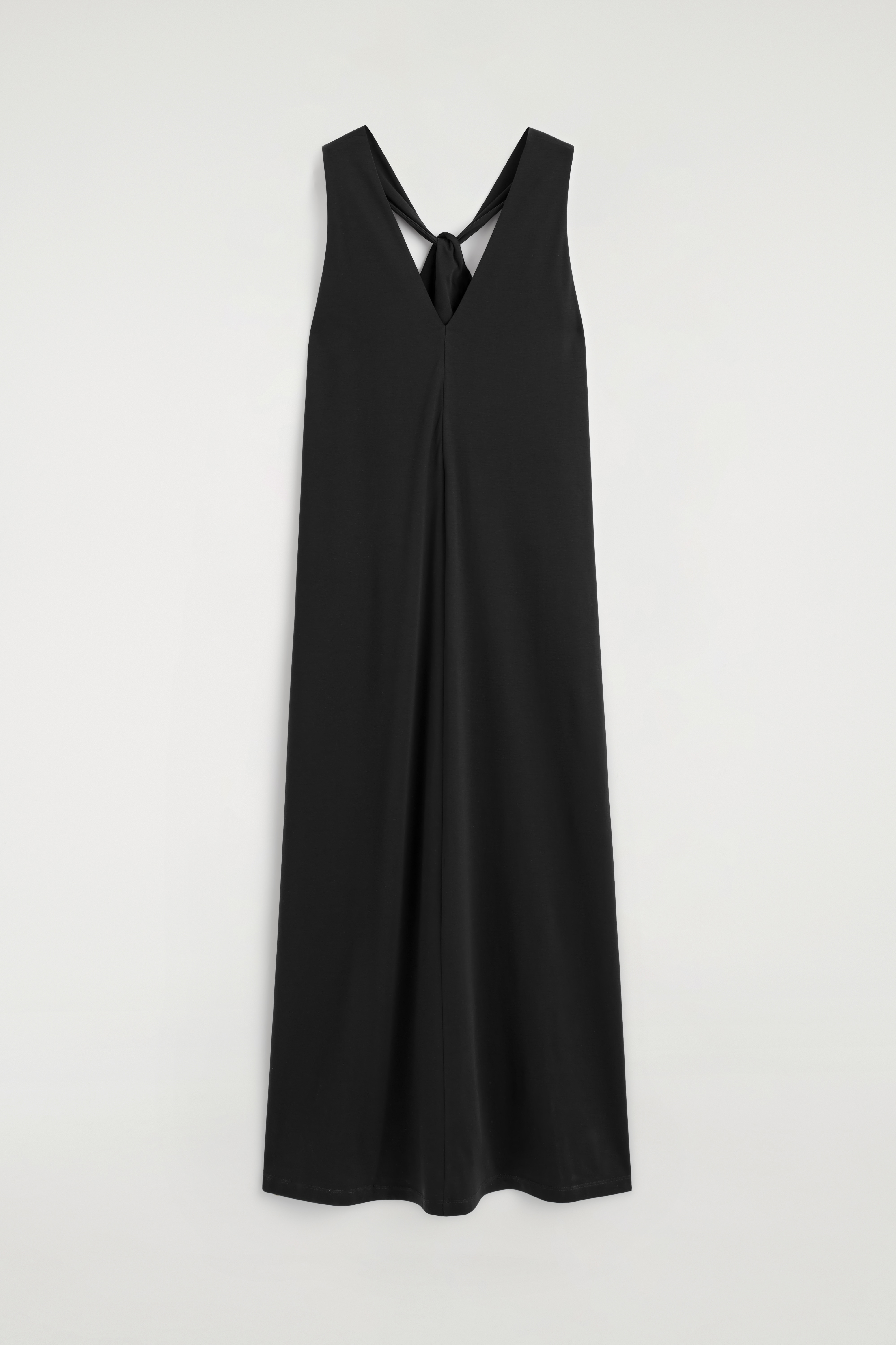 TWIST-BACK JERSEY MIDI DRESS - שחור