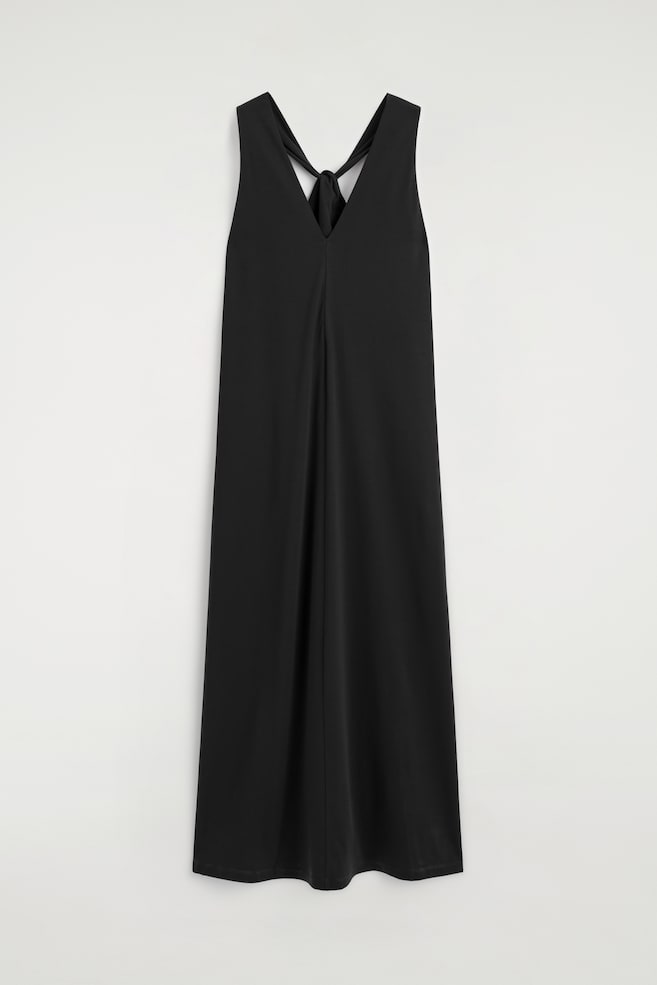 ROBE MIDI EN JERSEY À DOS TORSADÉ - NOIR - 1