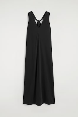 TWIST-BACK JERSEY MIDI DRESS — BLACK 6