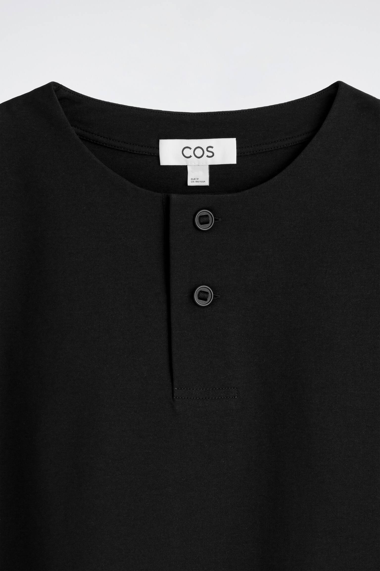 T-SHIRT HENLEY OVERSIZE EN JERSEY DE COTON - NOIR/BLANC - 4