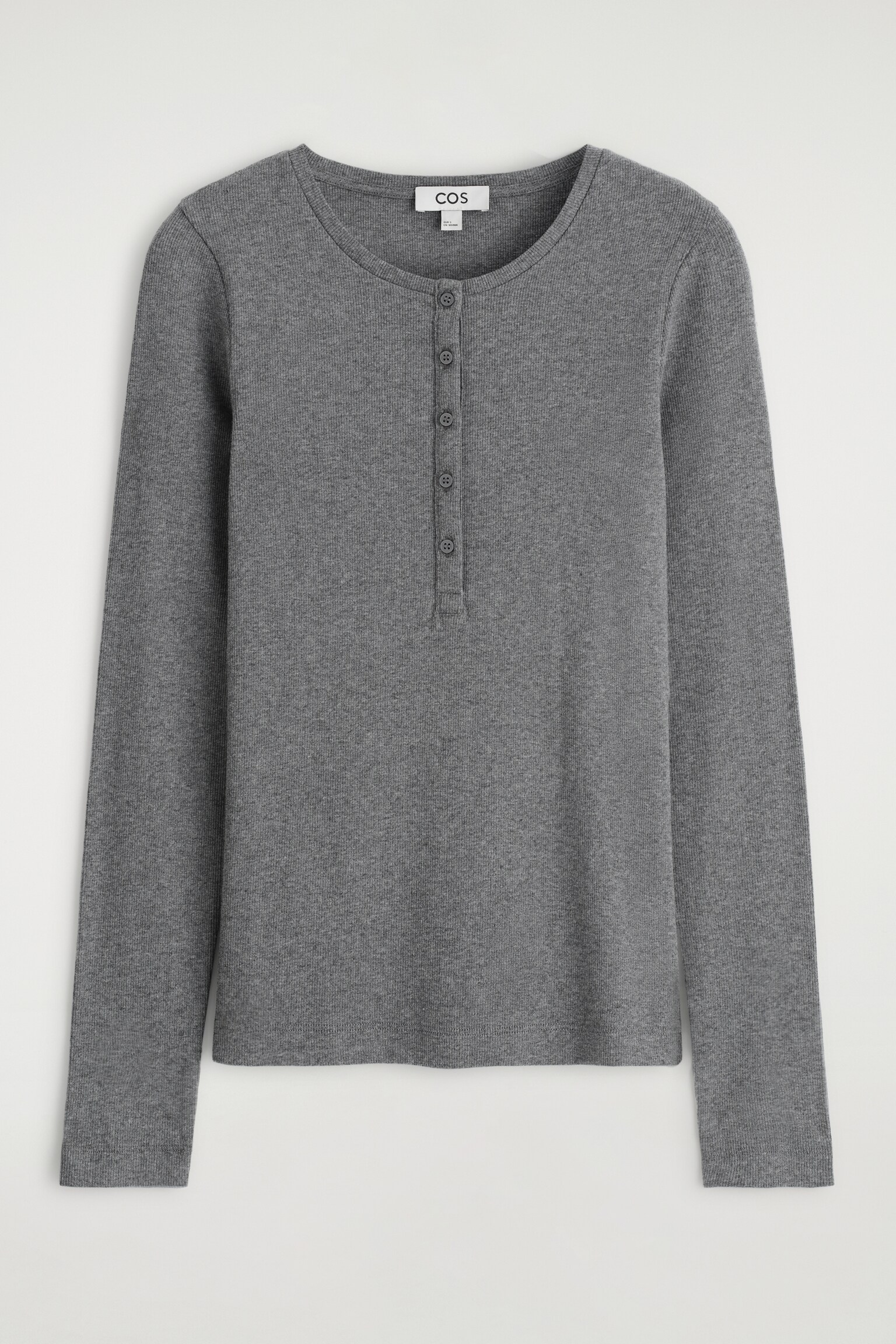 CAMISETA CON BOTONES DE MANGA LARGA - GRIS JASPEADO/NEGRO/BEIGE JASPEADO - 2