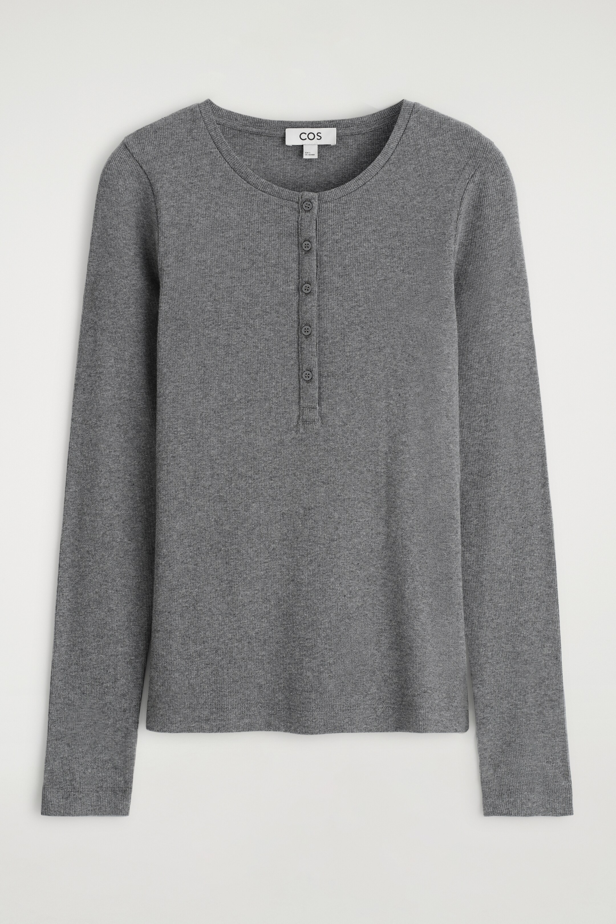 Ingrandisci l'immagine: LONG-SLEEVED HENLEY TOP - GREY MÉLANGE - DONNA | H&M CH 6