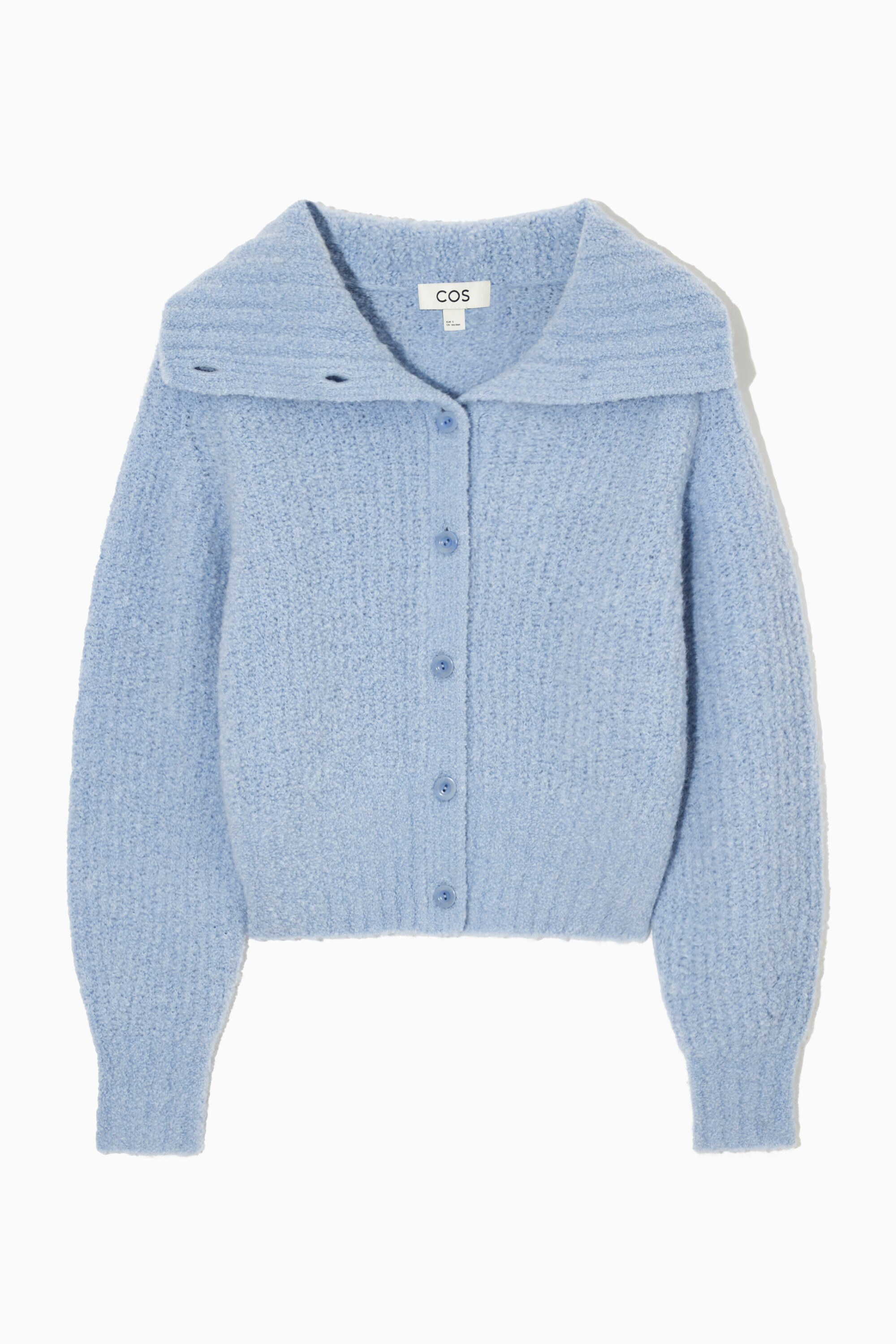SPREAD-COLLAR TEXTURED ALPACA-BLEND CARDIGAN - LIGHT BLUE | COS