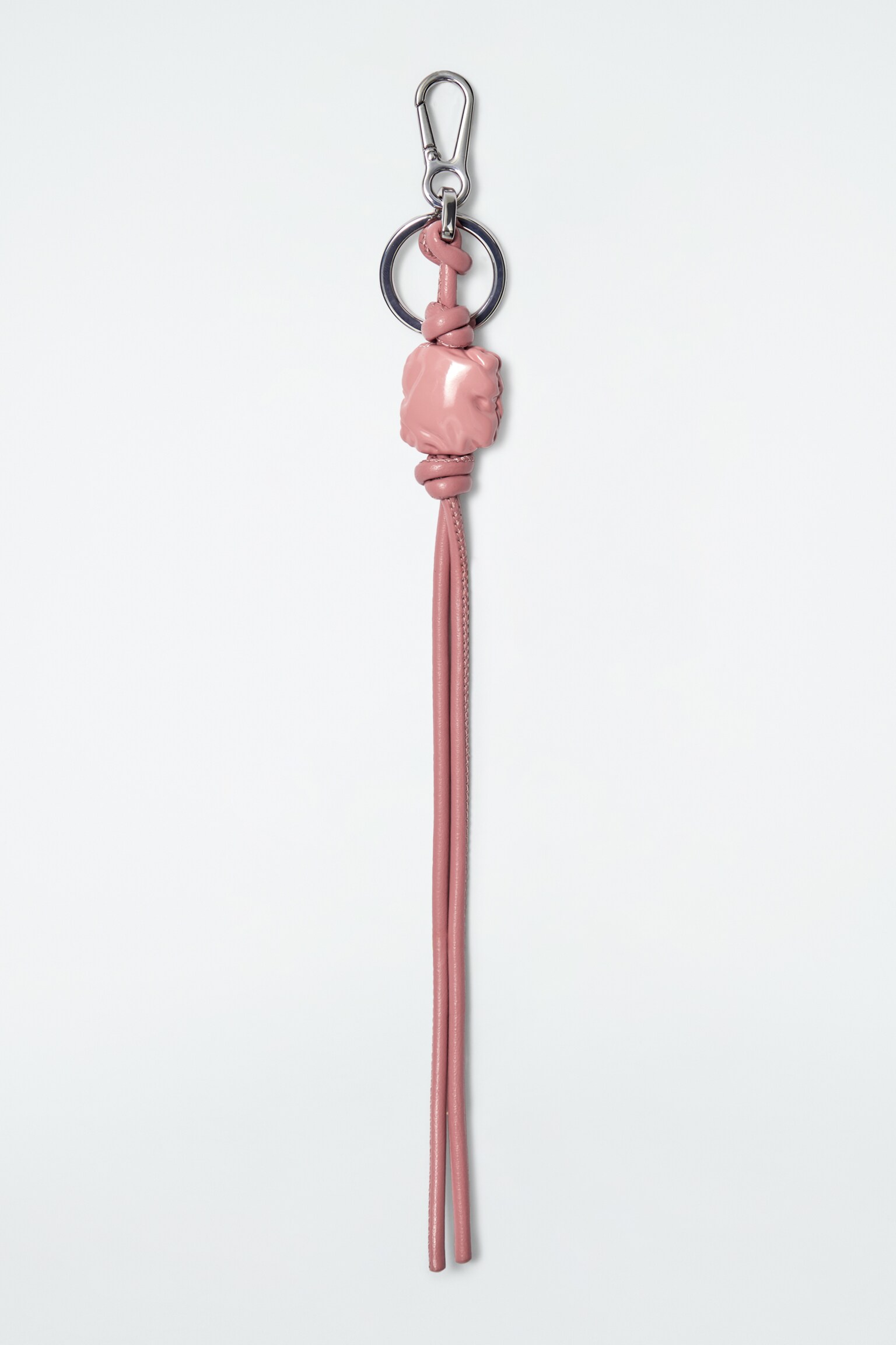 QUILTED BEADED LEATHER CHARM - PINK/WHITE