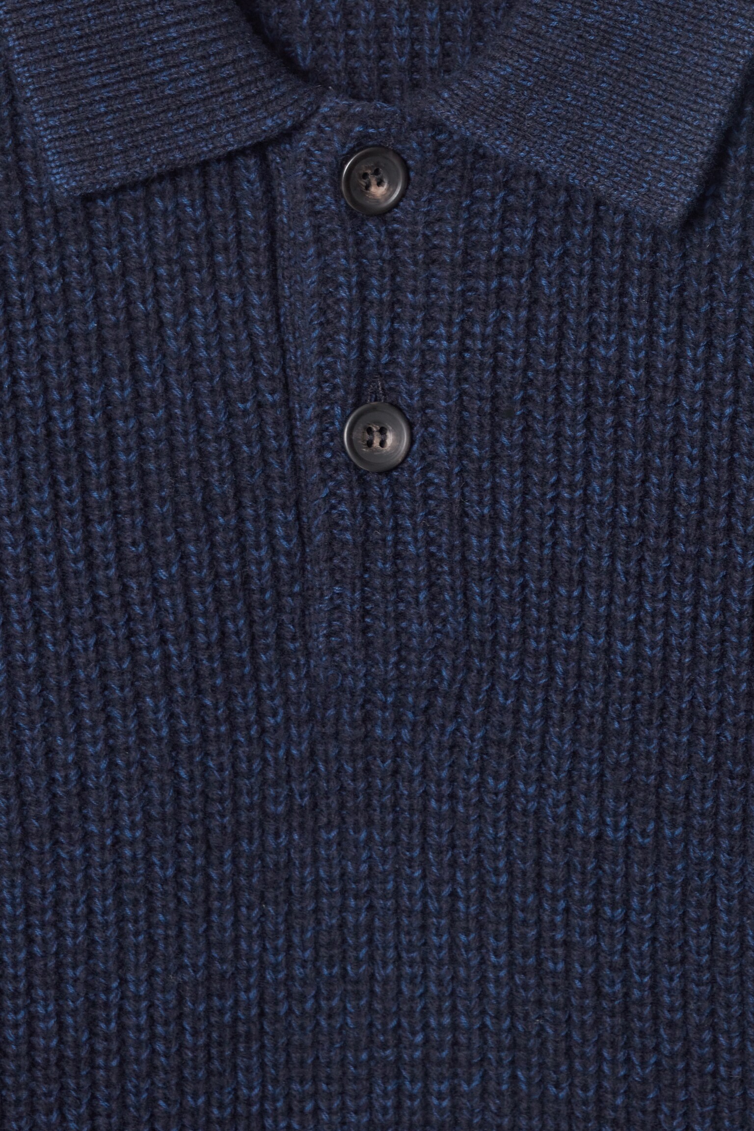 TWISTED-YARN WOOL POLO JUMPER - NAVY MÉLANGE/GREY MÉLANGE - 2